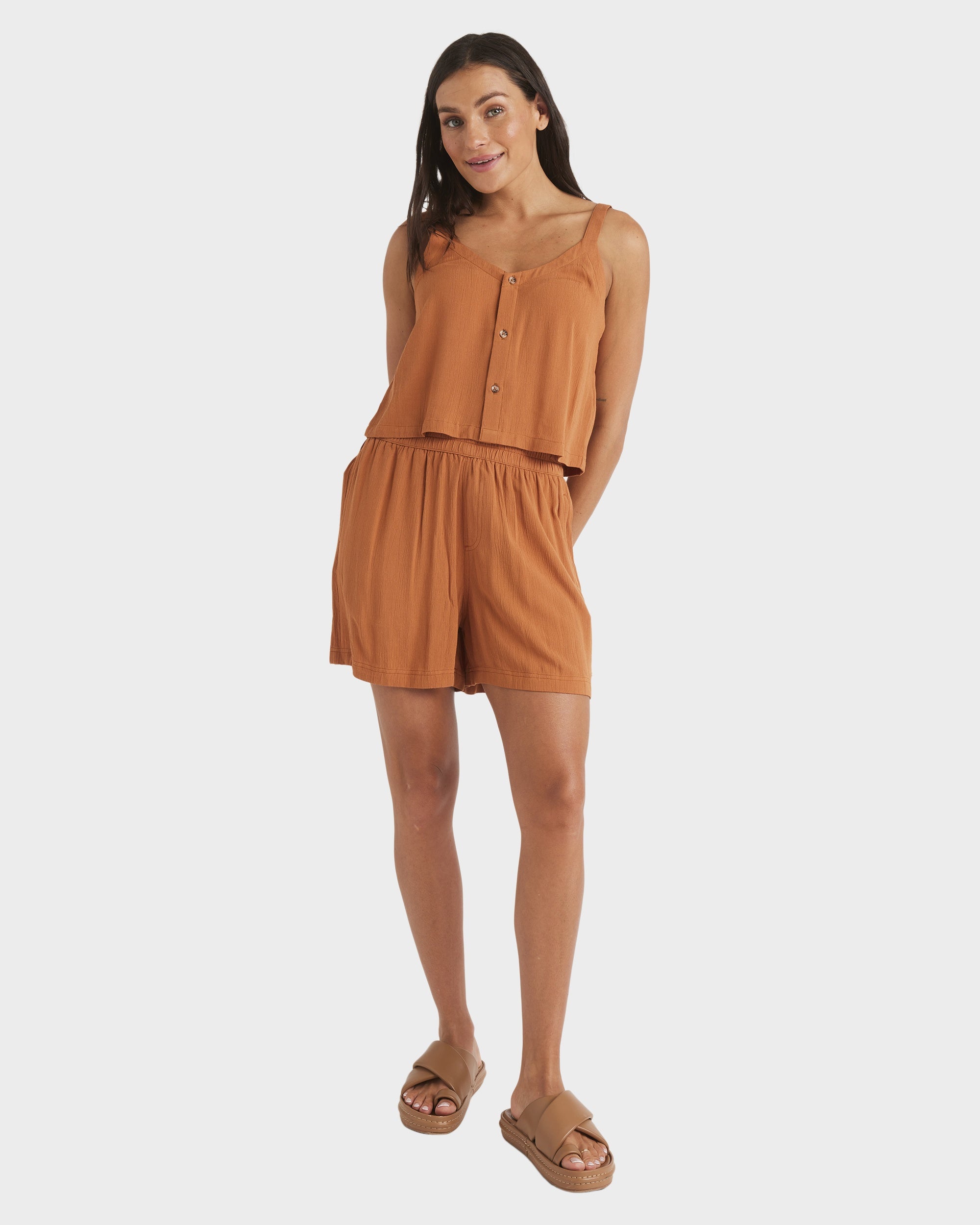 Womens Sol Vibes Elastic Waist Shorts