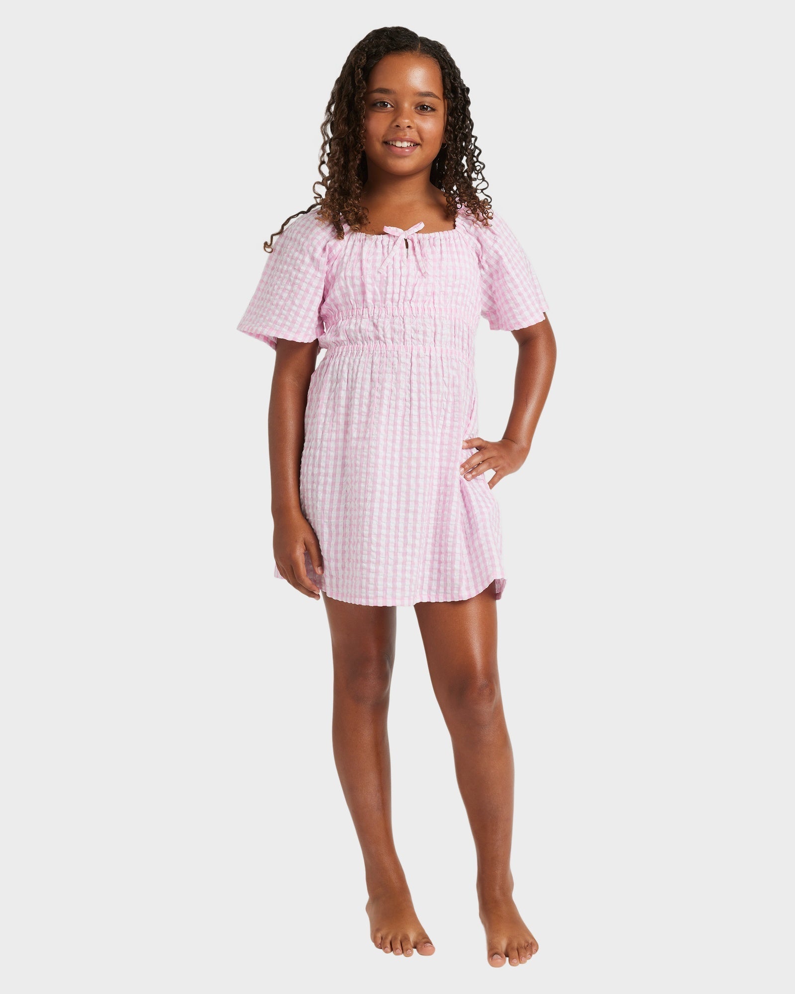 Girls 8-16 Daisy Check Mini Dress
