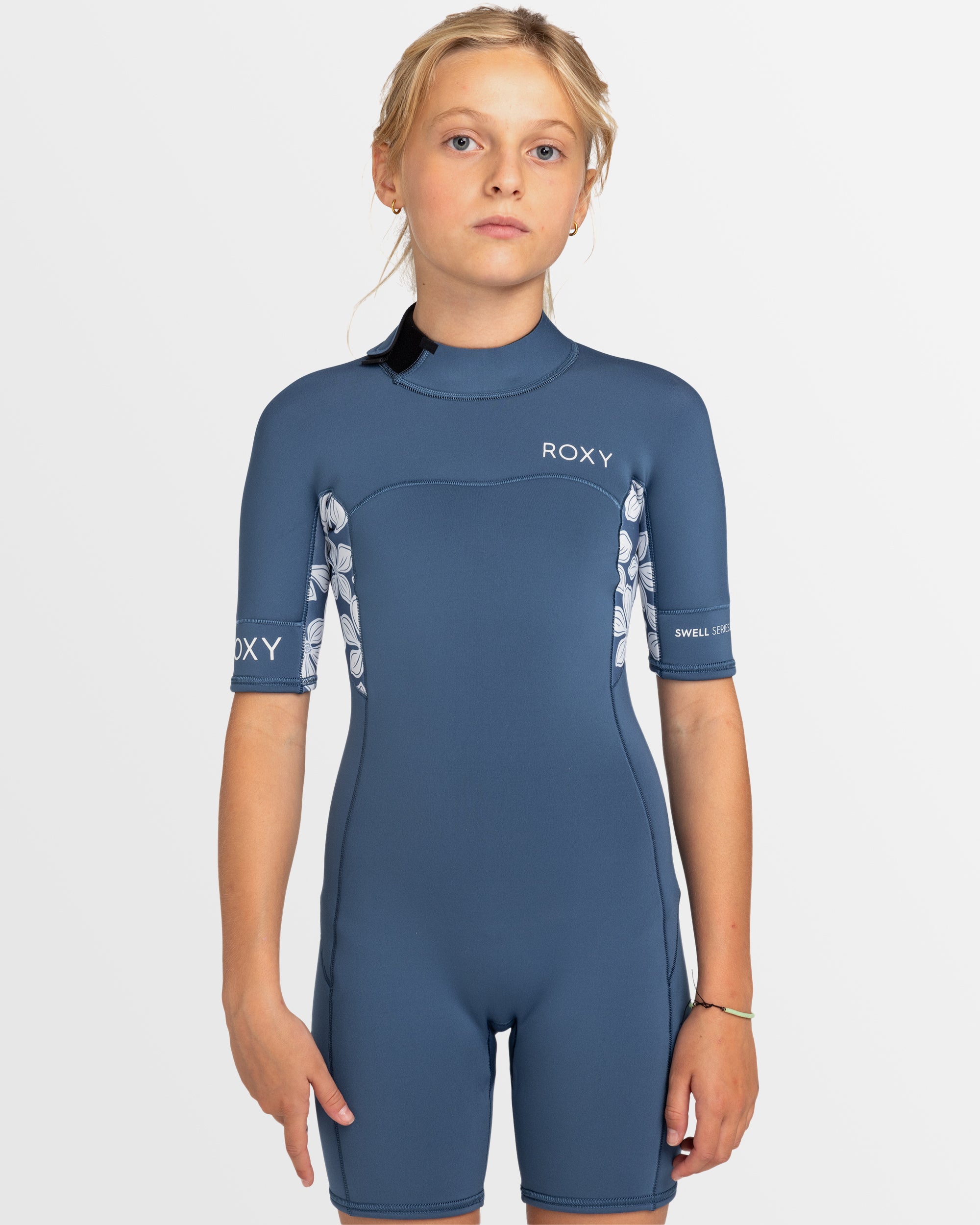 Girls 4-16 2mm Swell Series Back Zip Short Sleeve Springsuit