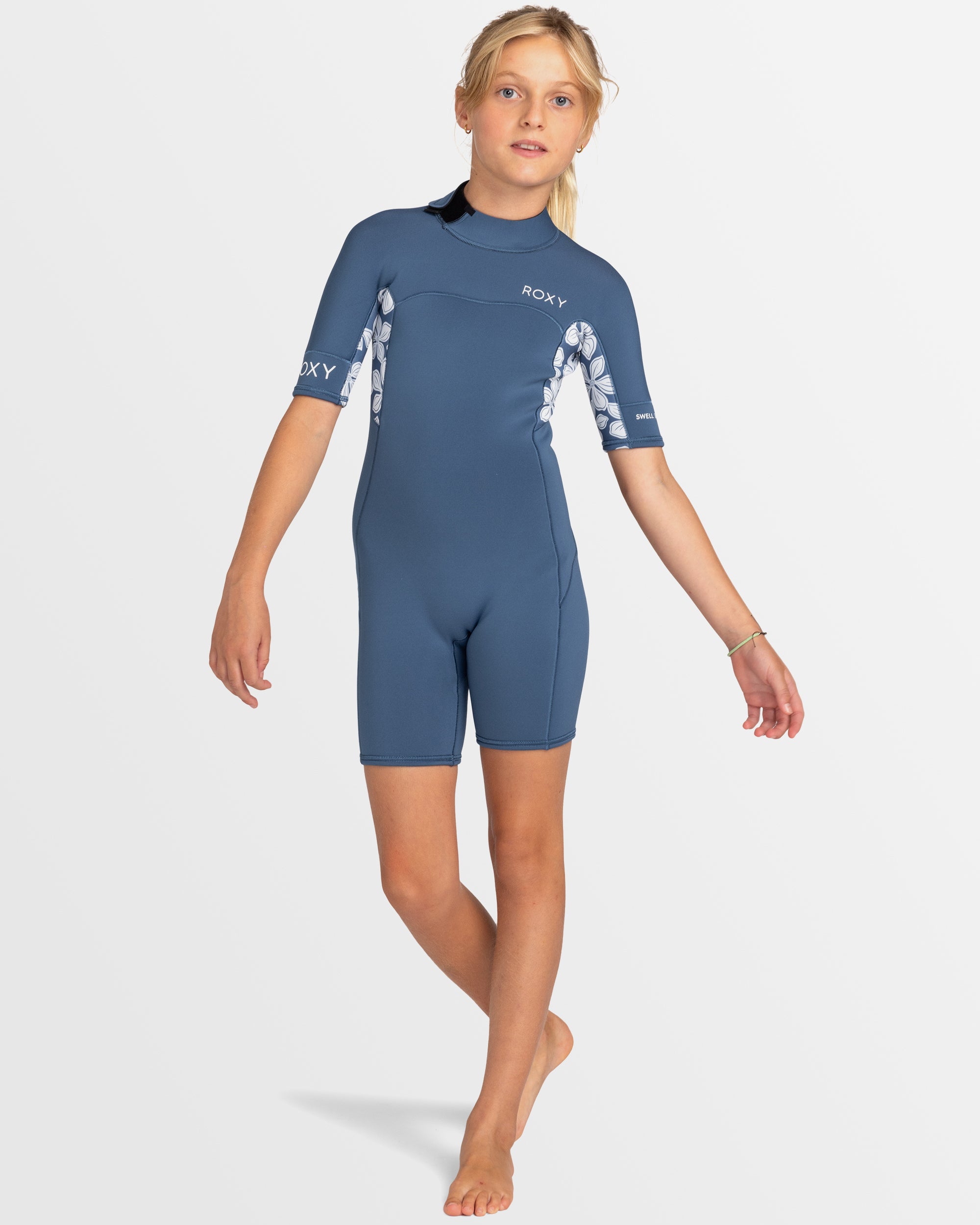 Girls 4-16 2mm Swell Series Back Zip Short Sleeve Springsuit