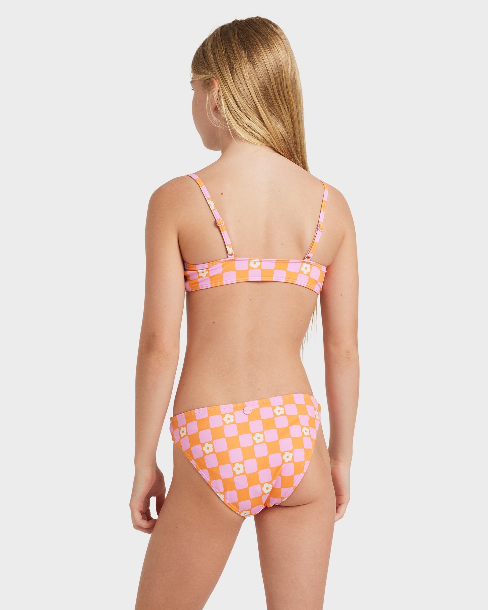 Girls 8-16 Flower Check Two Piece