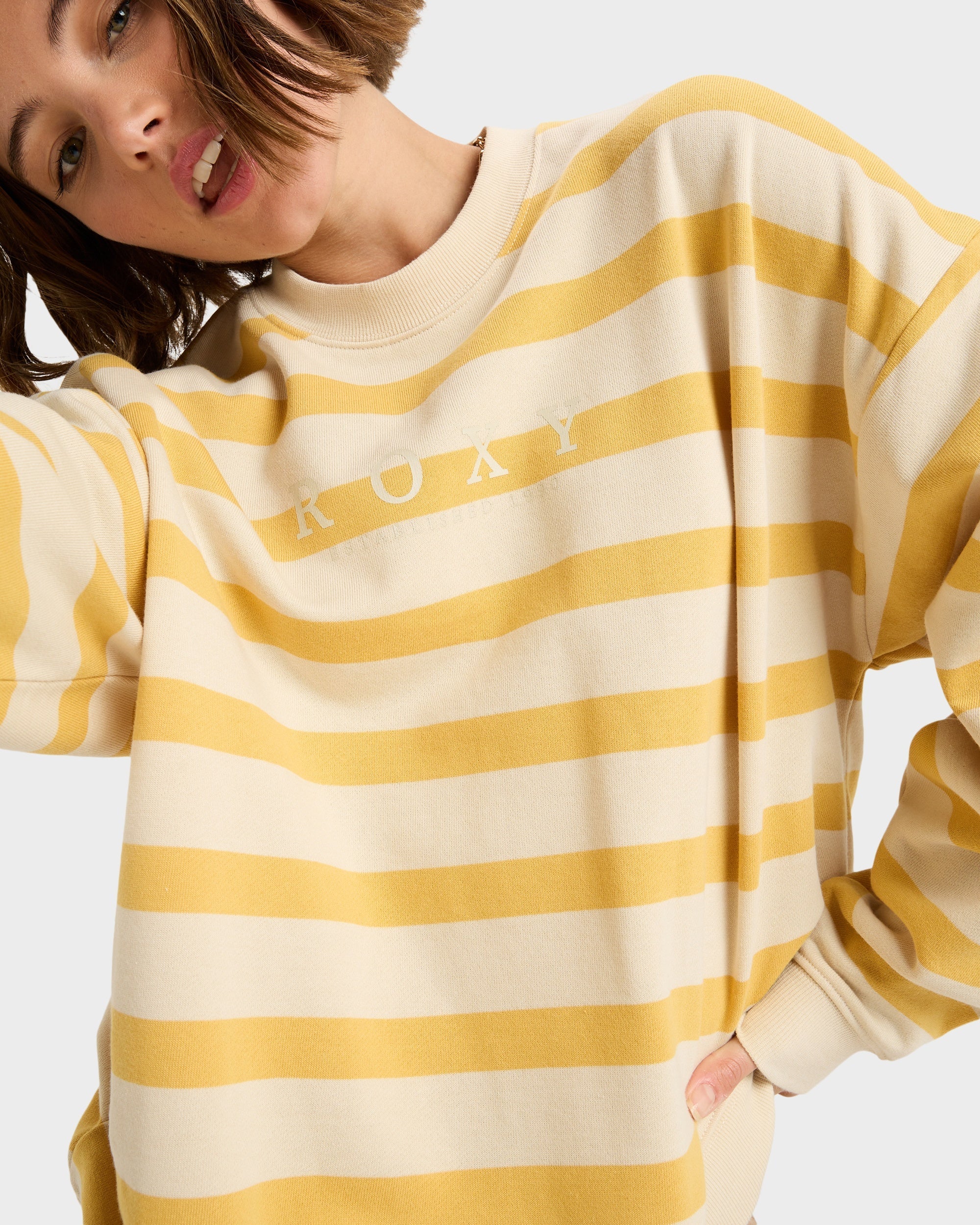 Womens Strictly Stripe Oversized Crew Neck