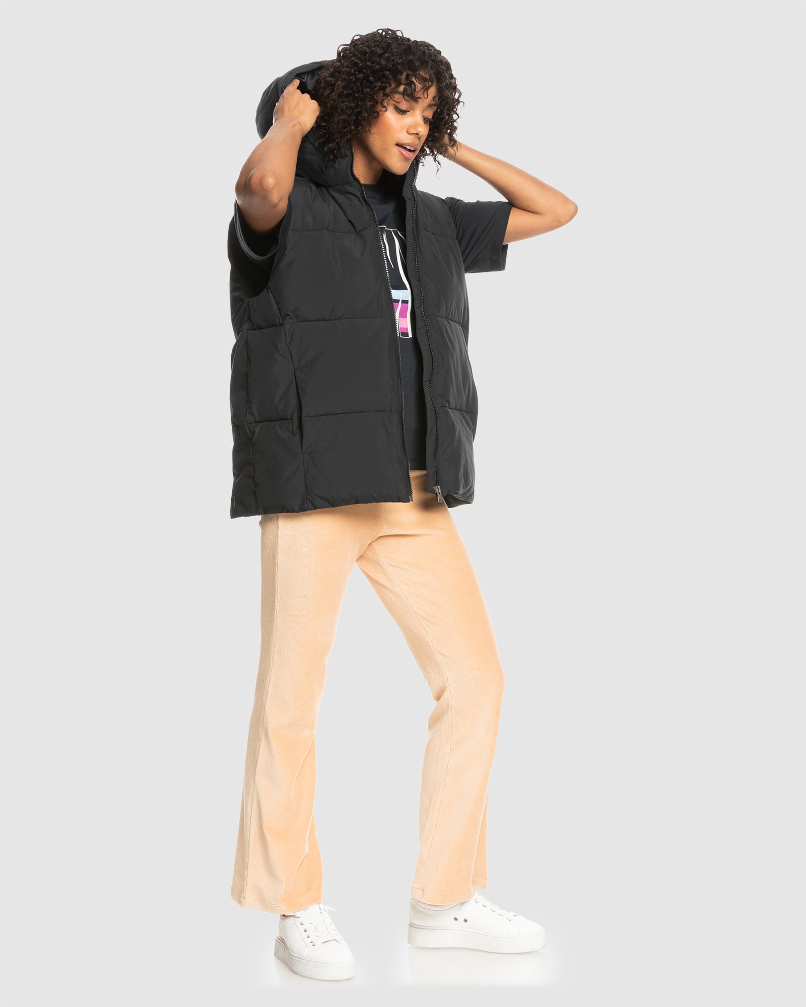 Womens Bright Side Longline Hooded Puffer Jacket