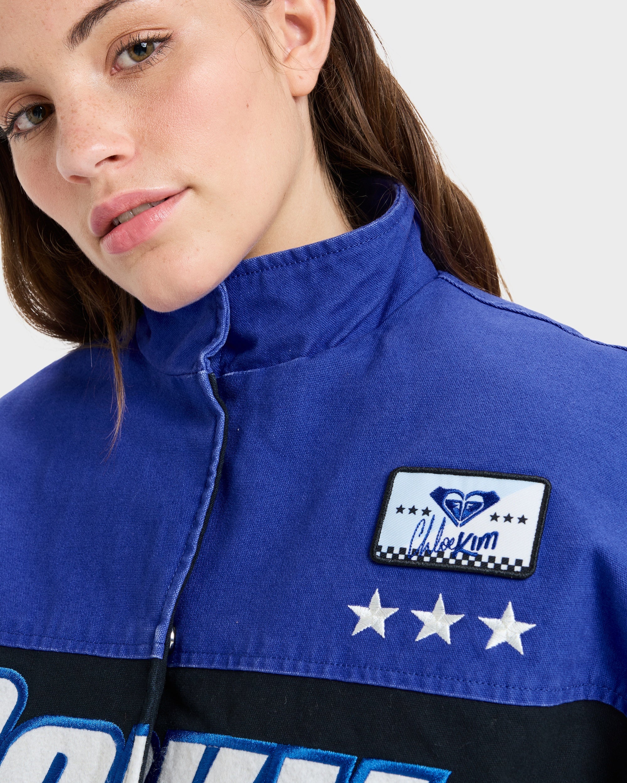 Womens Chloe Kim Moto Bomber Jacket