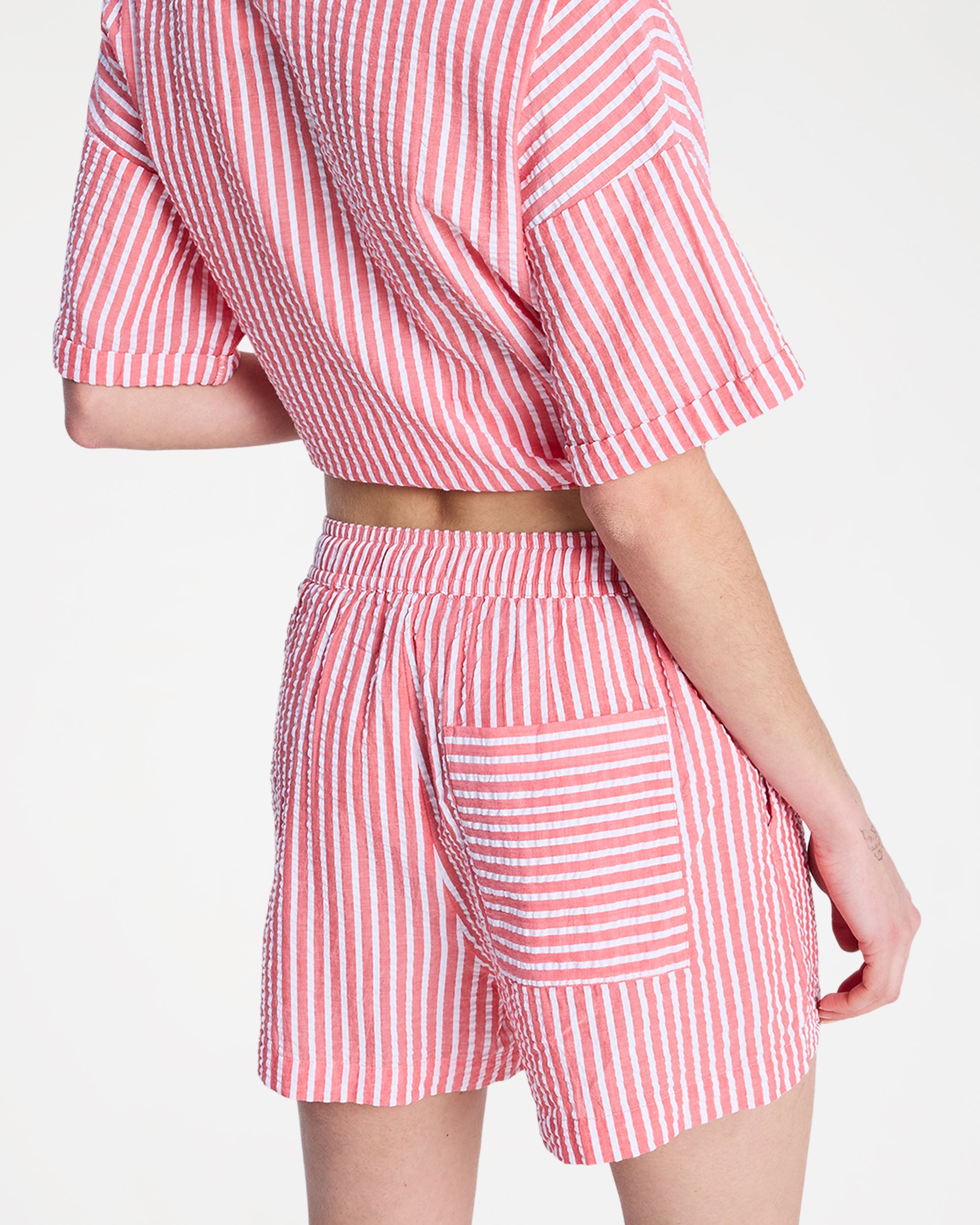 Womens Lekeito Break High Stripe Beach Shorts