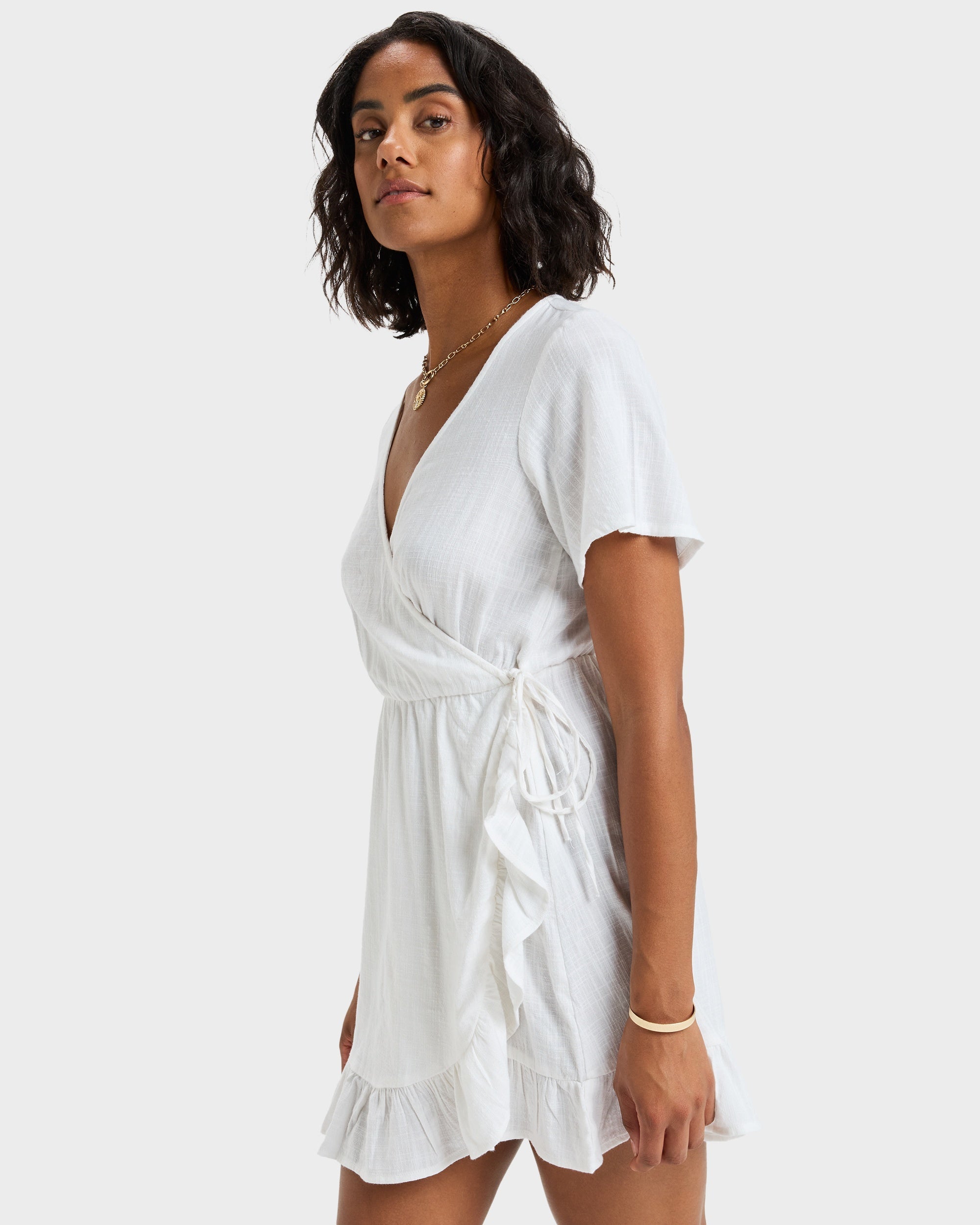 Womens Zenit Wrap Solid Mini Dress