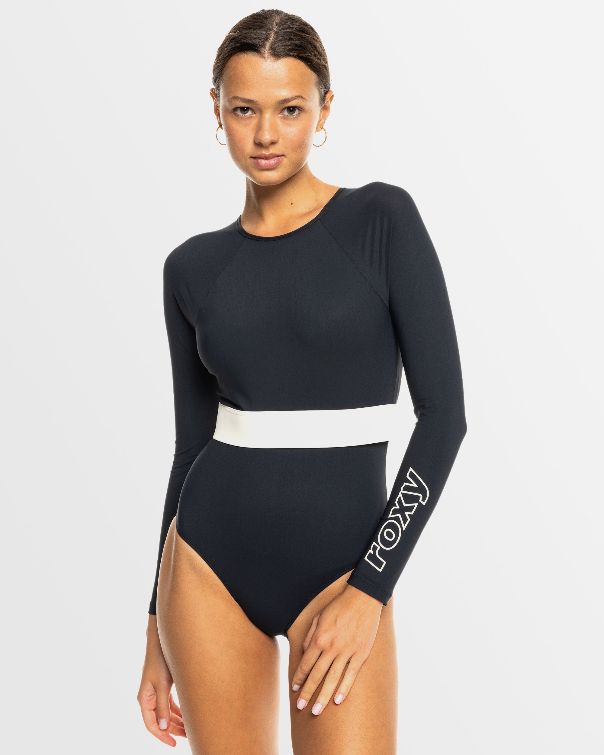 Womens Roxy Active Long Sleeve One Piece Swimsuit – Anthracite