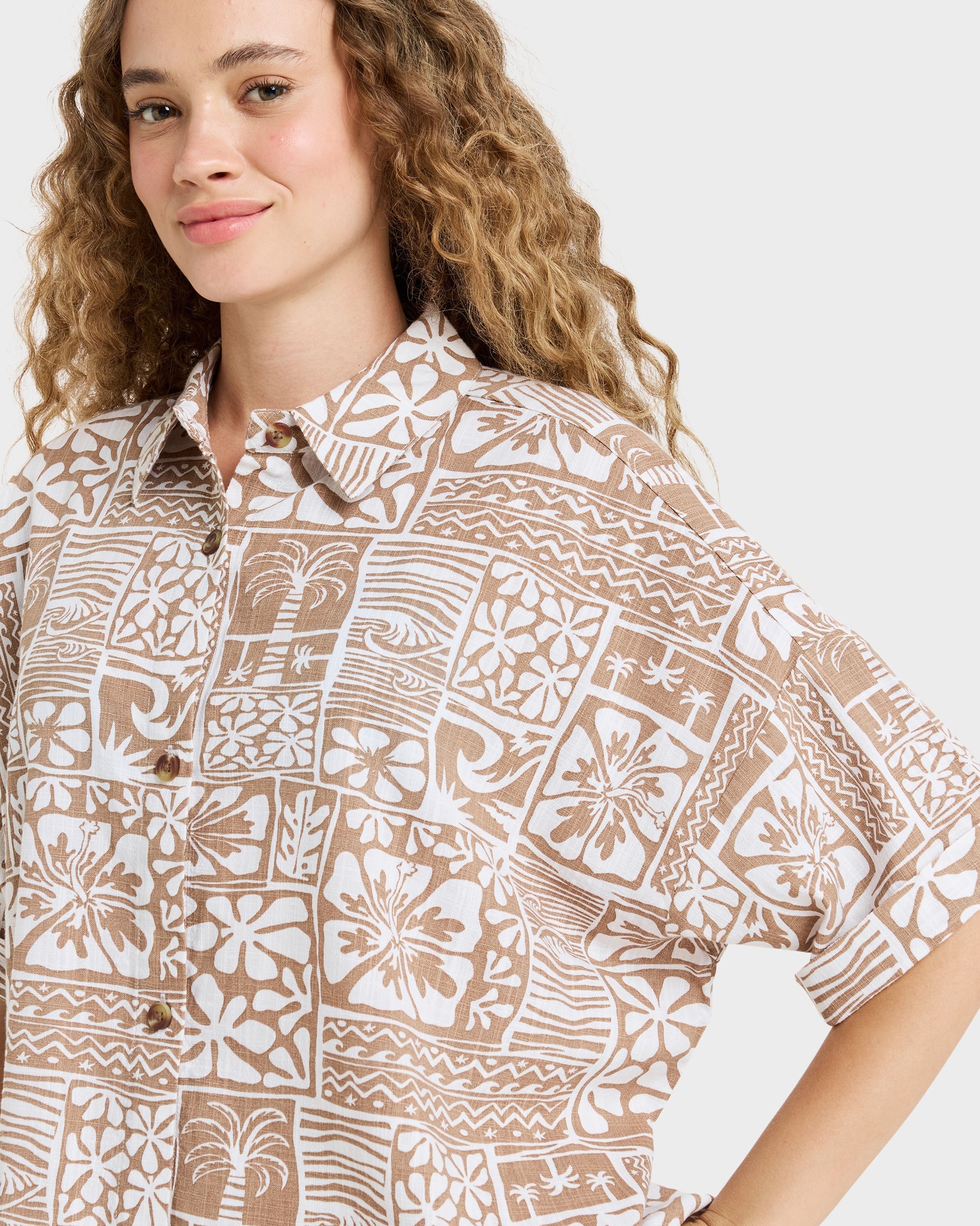 Womens Beachy Nostalgia Slub Short Sleeve Shirt