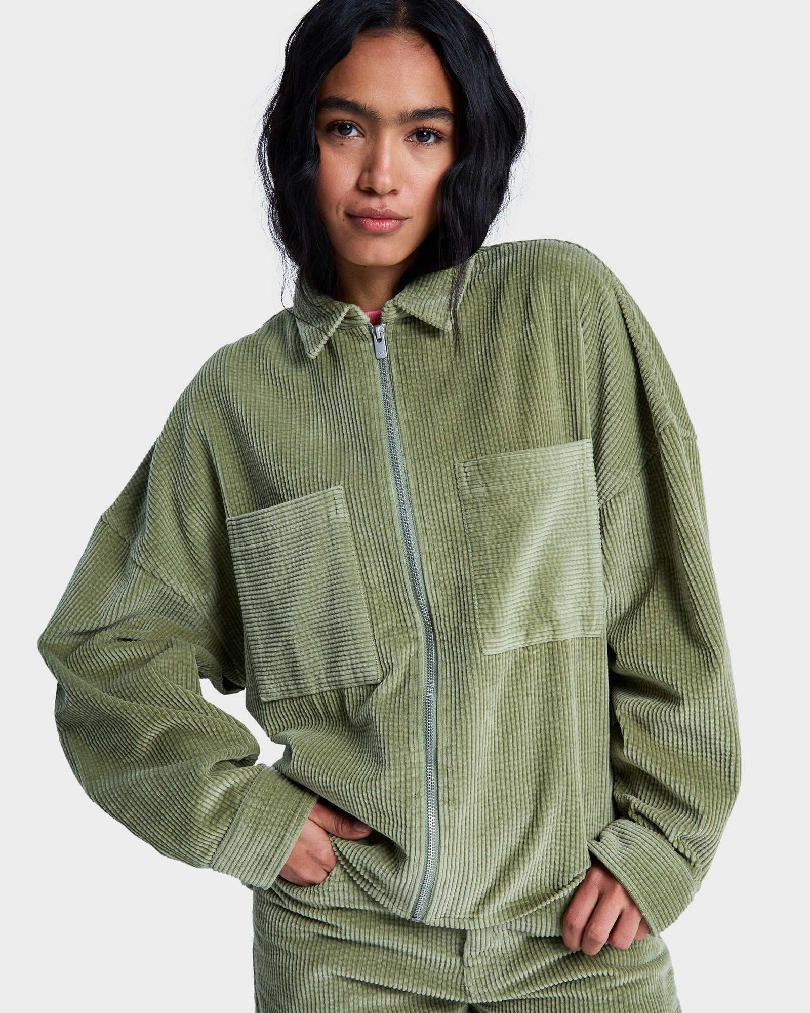 Womens Chilled Out Washed Cord Long Sleeve Shirt