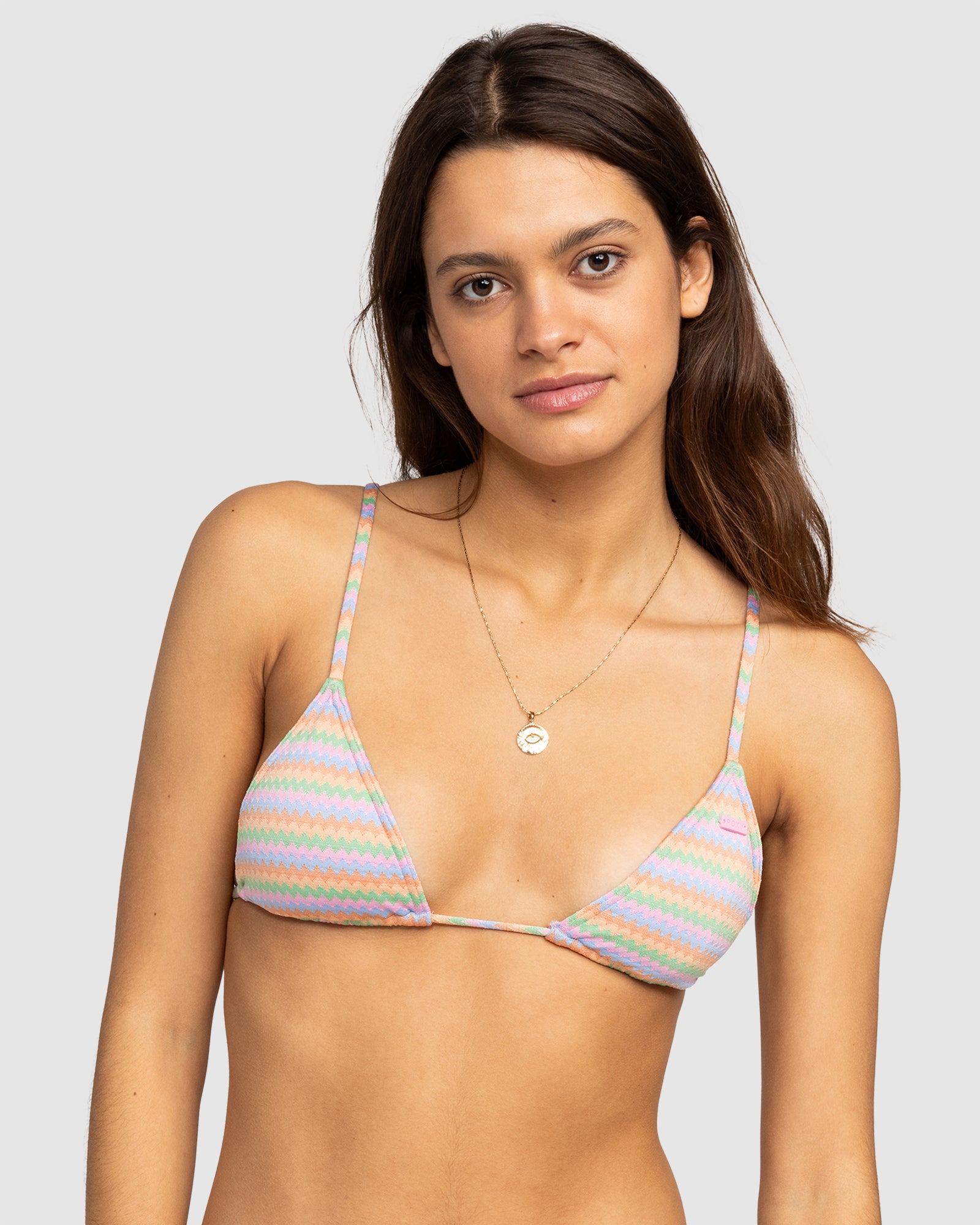 Womens Wavy Stripe Tiki Tri Bikini Top