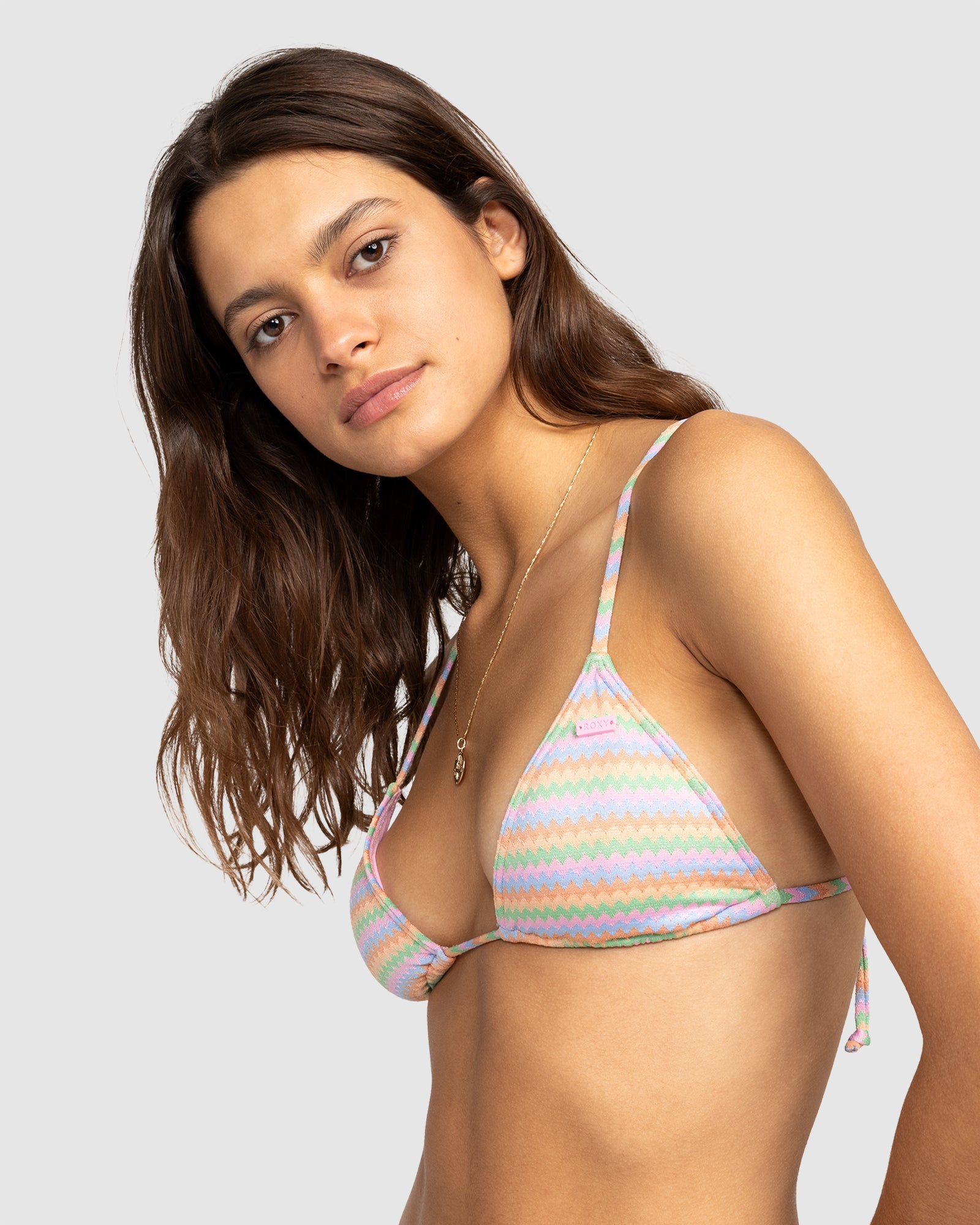 Womens Wavy Stripe Tiki Tri Bikini Top