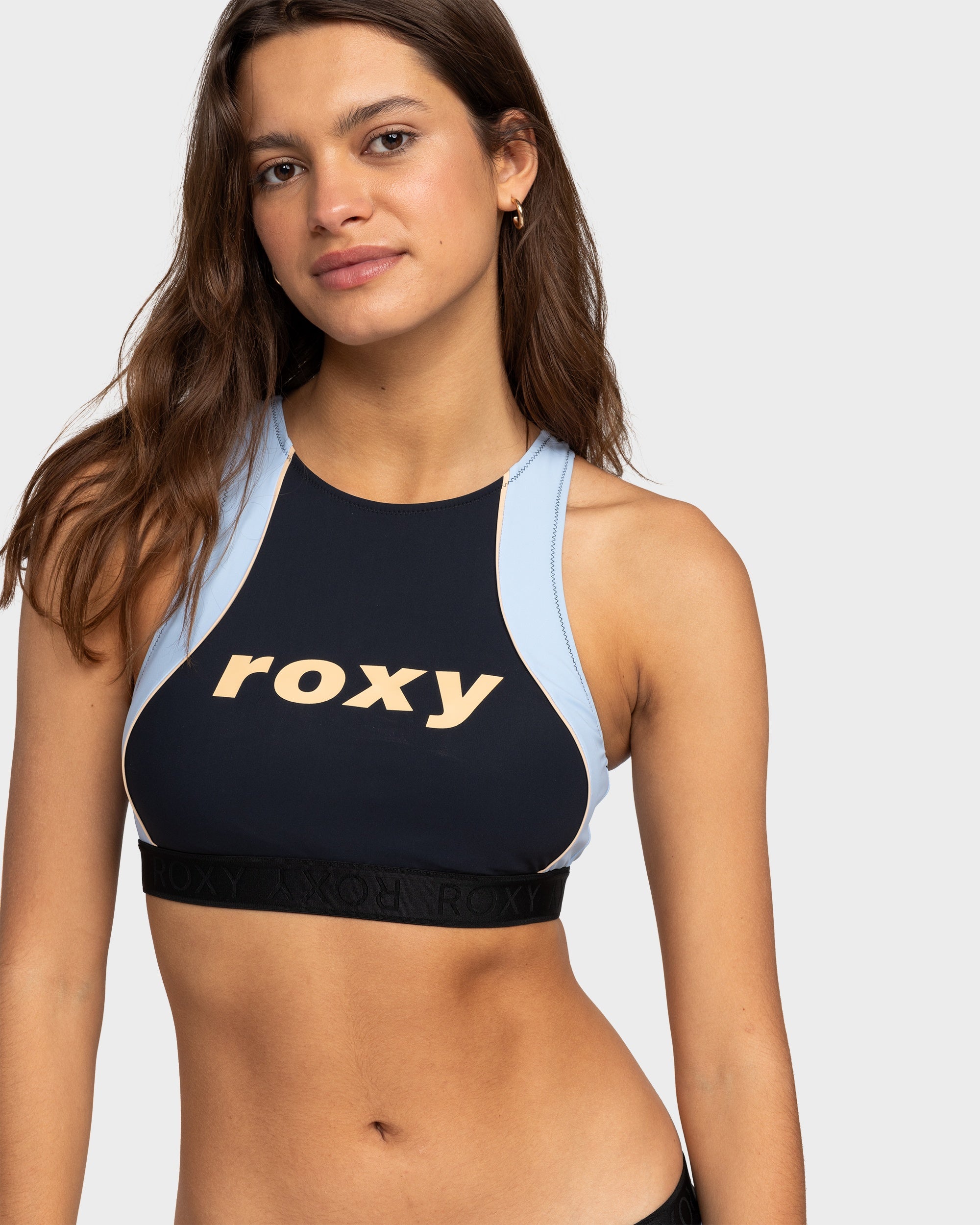 Womens Roxy Active Crop Top Bikini Top