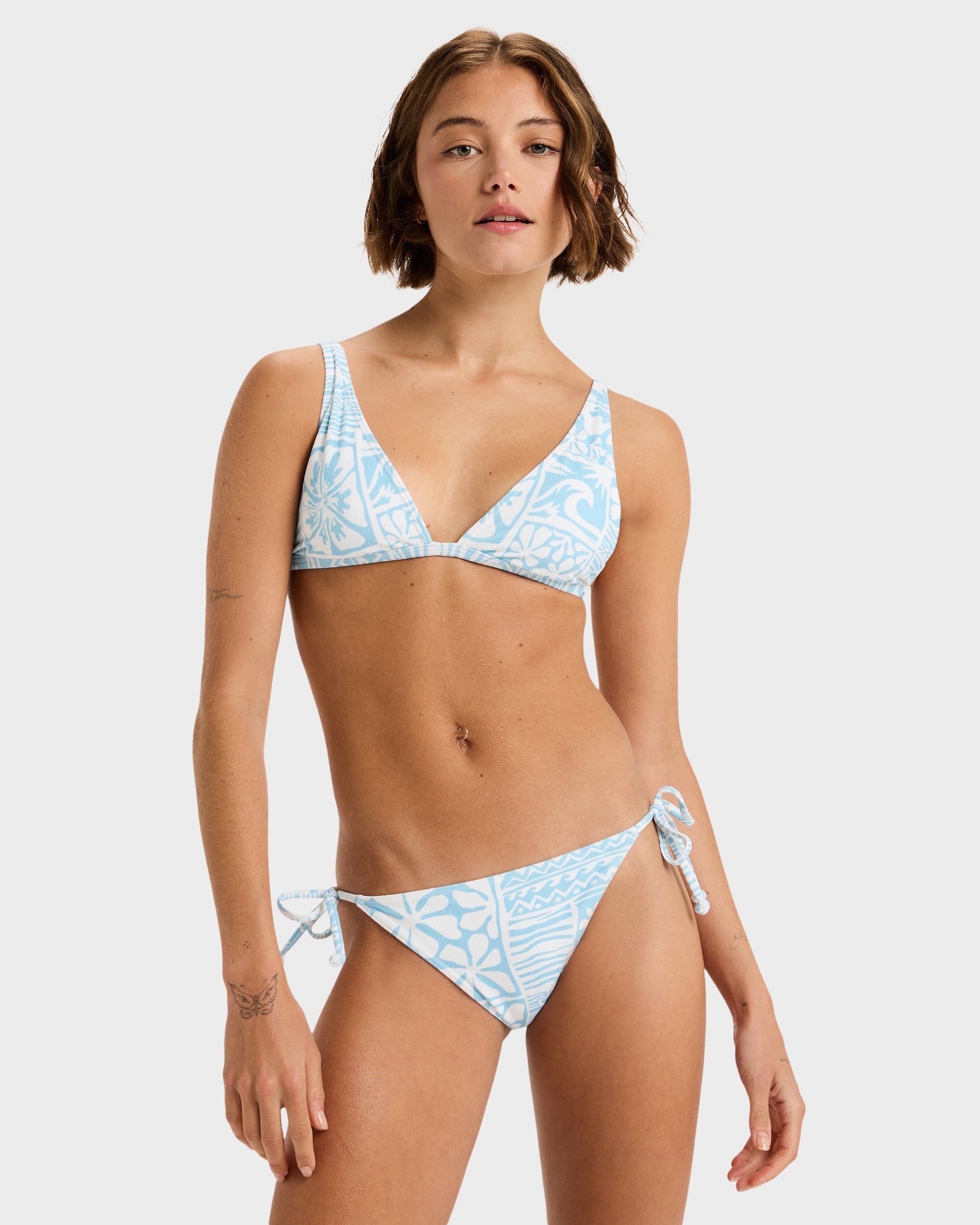 Womens Flowers Wave Moderate Tie Side Bikini Bottom