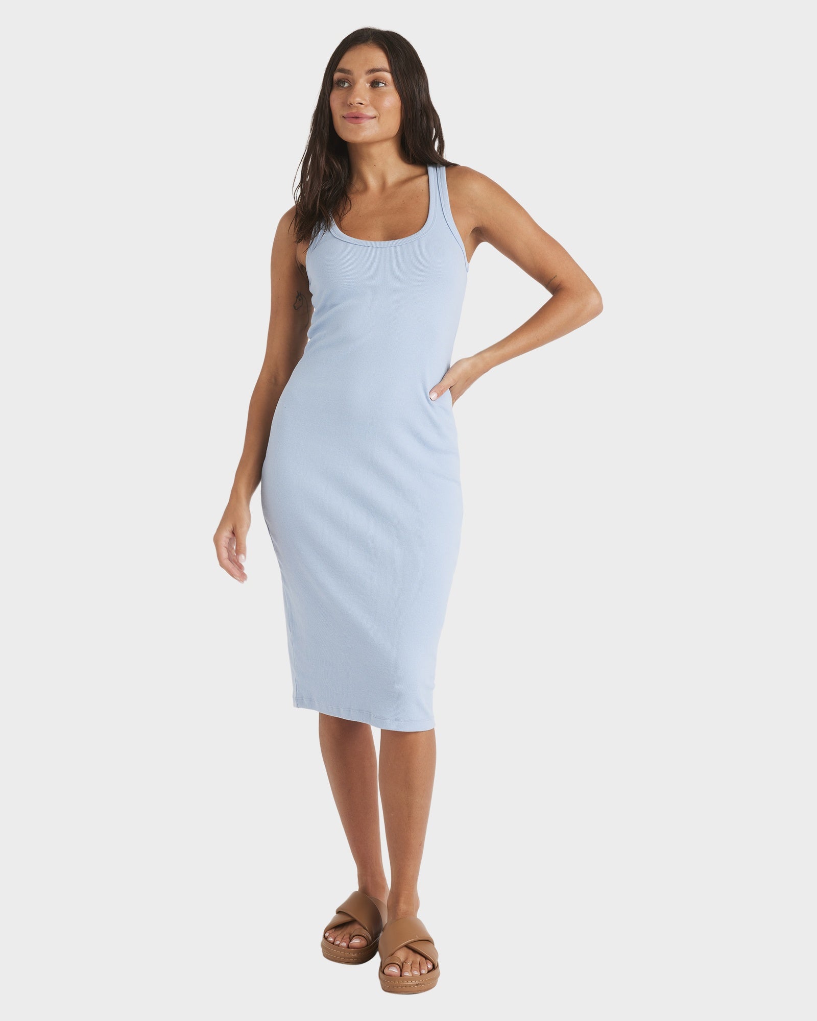 Womens Base Rib Dress – Soft Chambray – Roxy Australia Womens Base Rib Dress – Soft Chambray – Roxy Australia