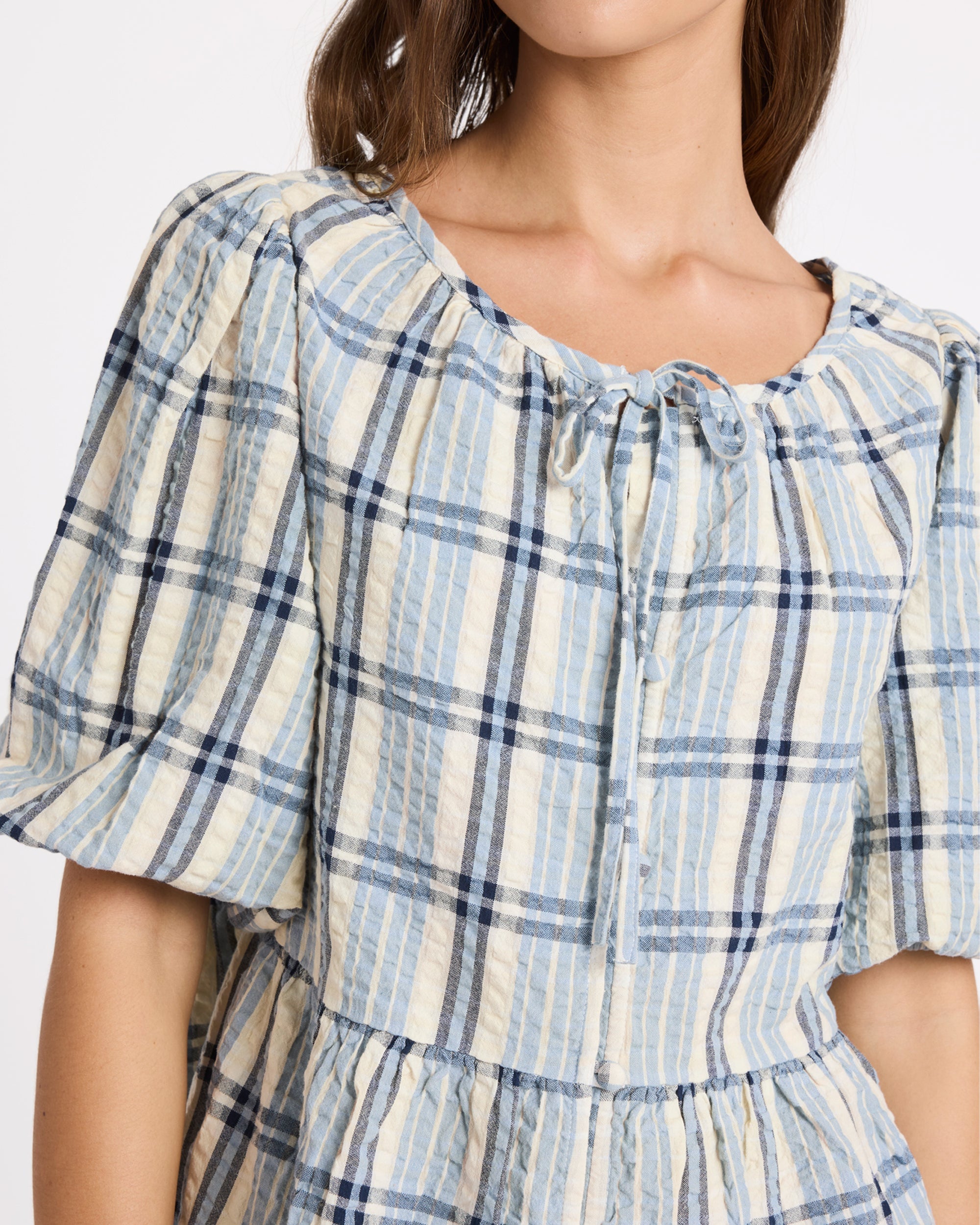 Womens Dyland Check Blouse – Blue Haze – Roxy Australia