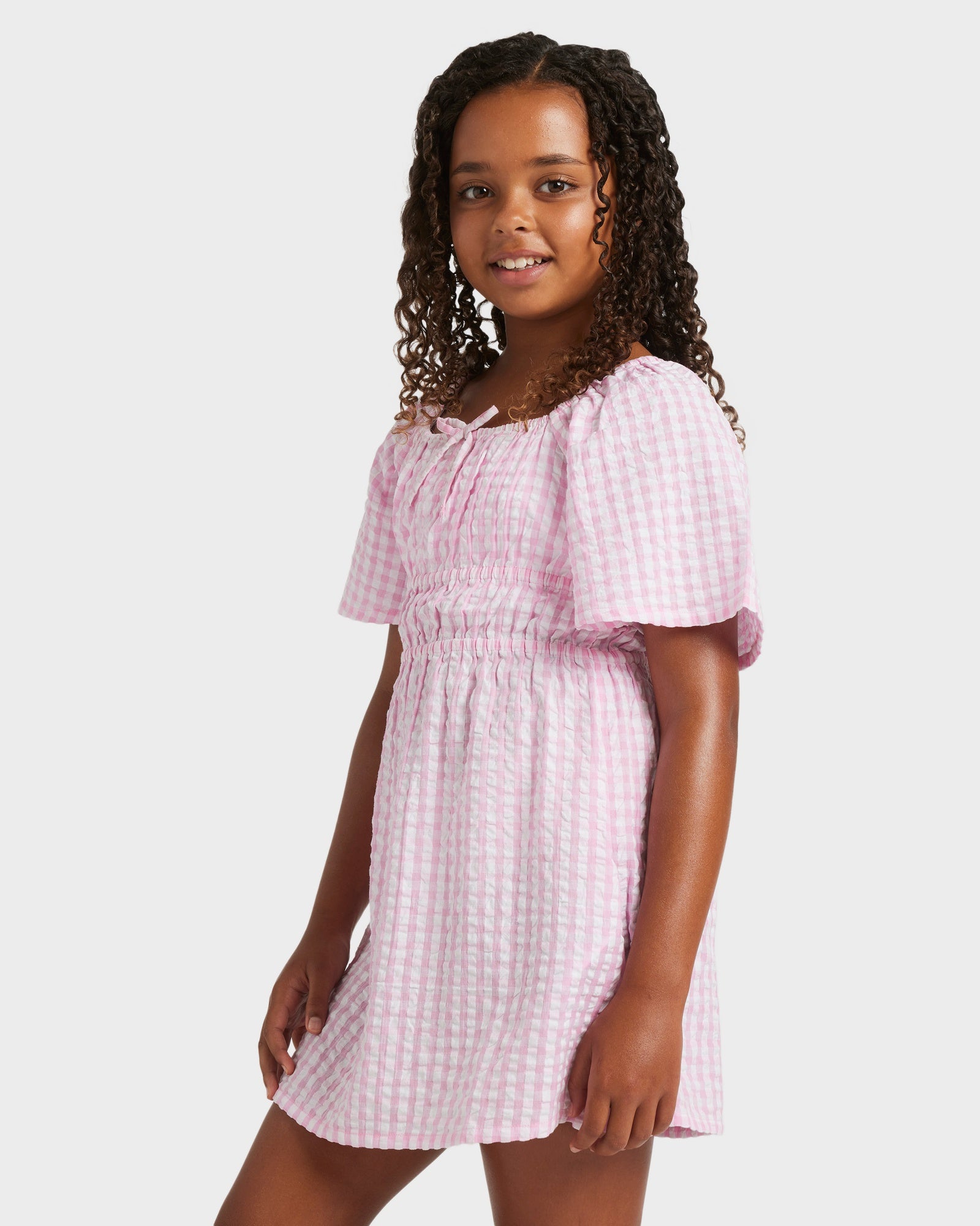 Girls 8-16 Daisy Check Mini Dress – Bonbon – Roxy Australia