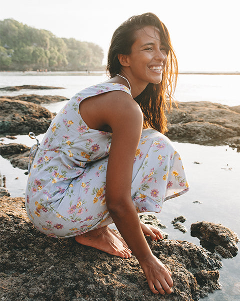 Womens Wild Flower Midi Dress – Misty Blue – Roxy Australia
