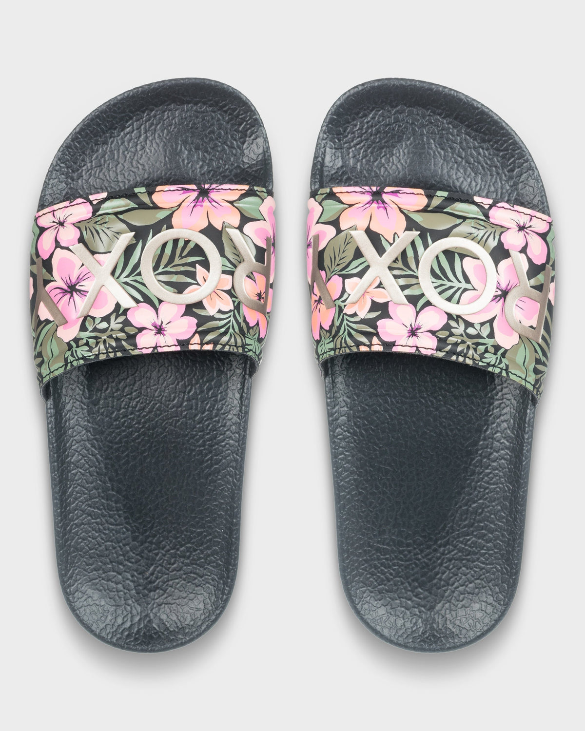 Girls 8-16 Slippy II Slides – Black Multi 1 – Roxy Australia