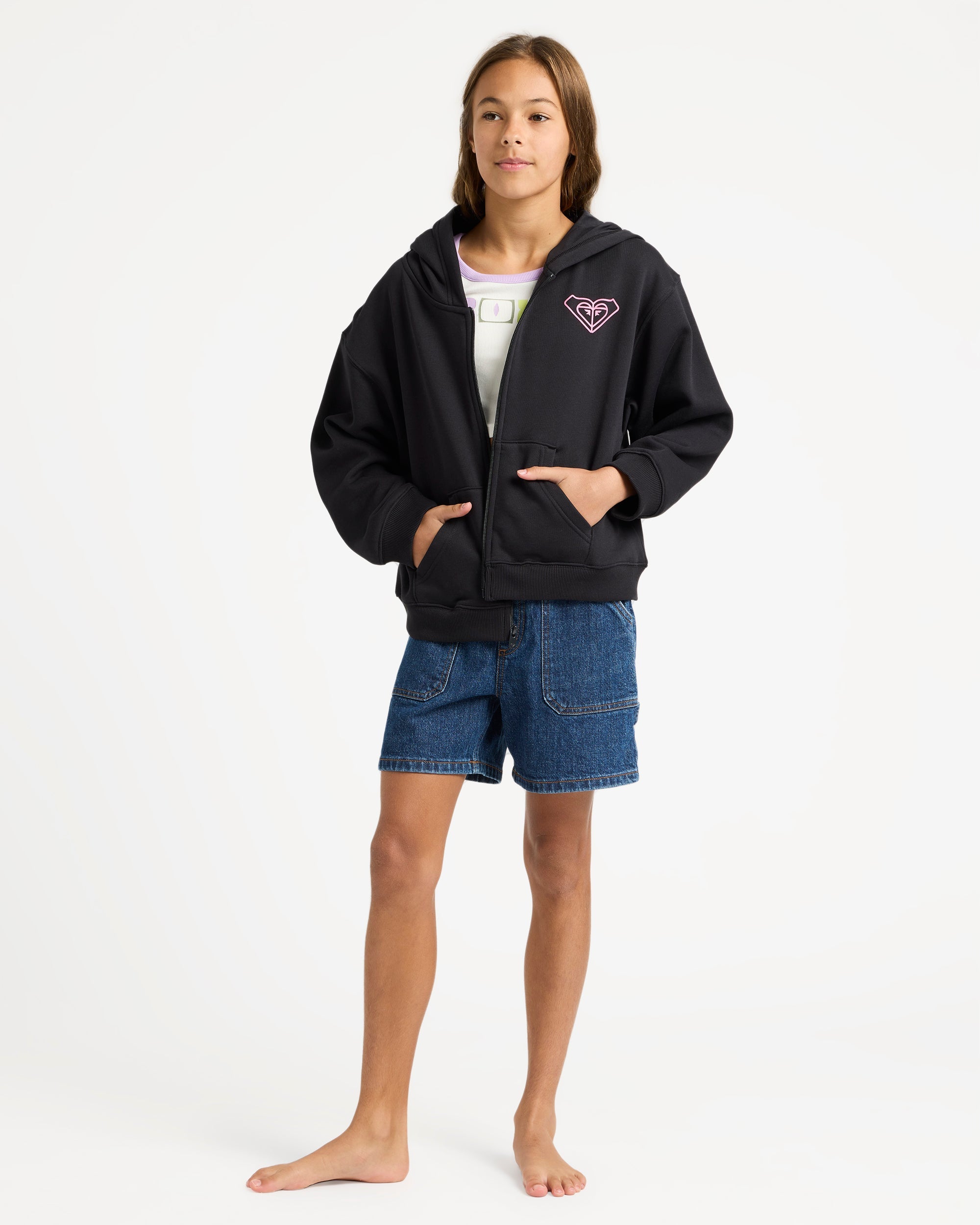 Girls 4-16 Midnight Hike Brushed Zip Up Hoodie – Roxy