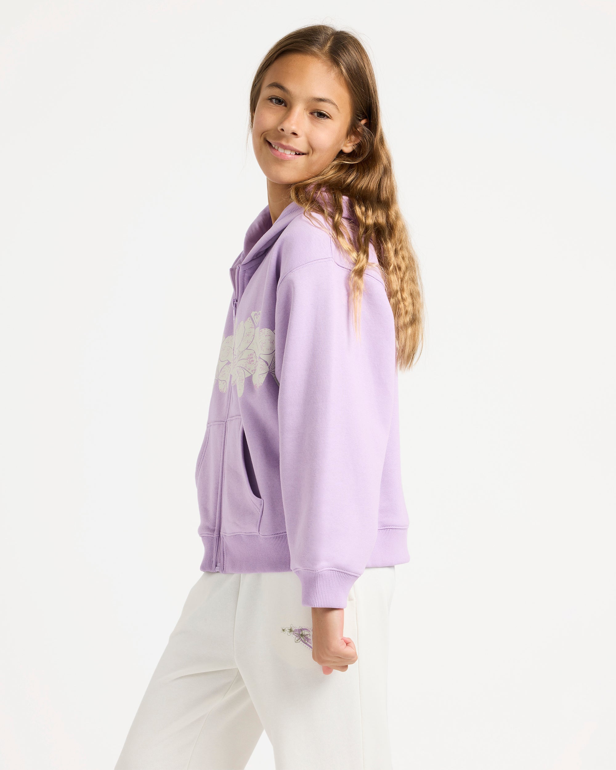 Girls 4-16 Midnight Hike Brushed Zip Up Hoodie – Crocus Petal