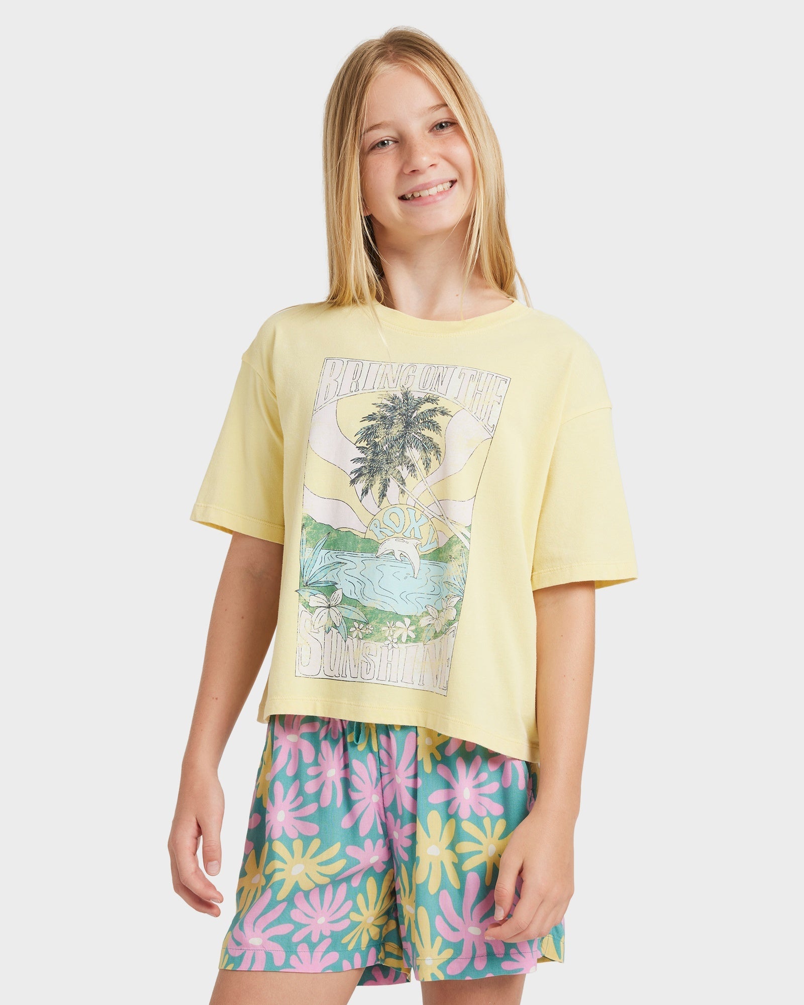 Girls 8-16 Lekeito Break Printed Elastic Waist Shorts