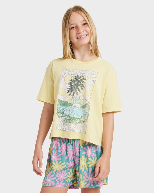 Girls 8-16 Lekeito Break Printed Elastic Waist Shorts