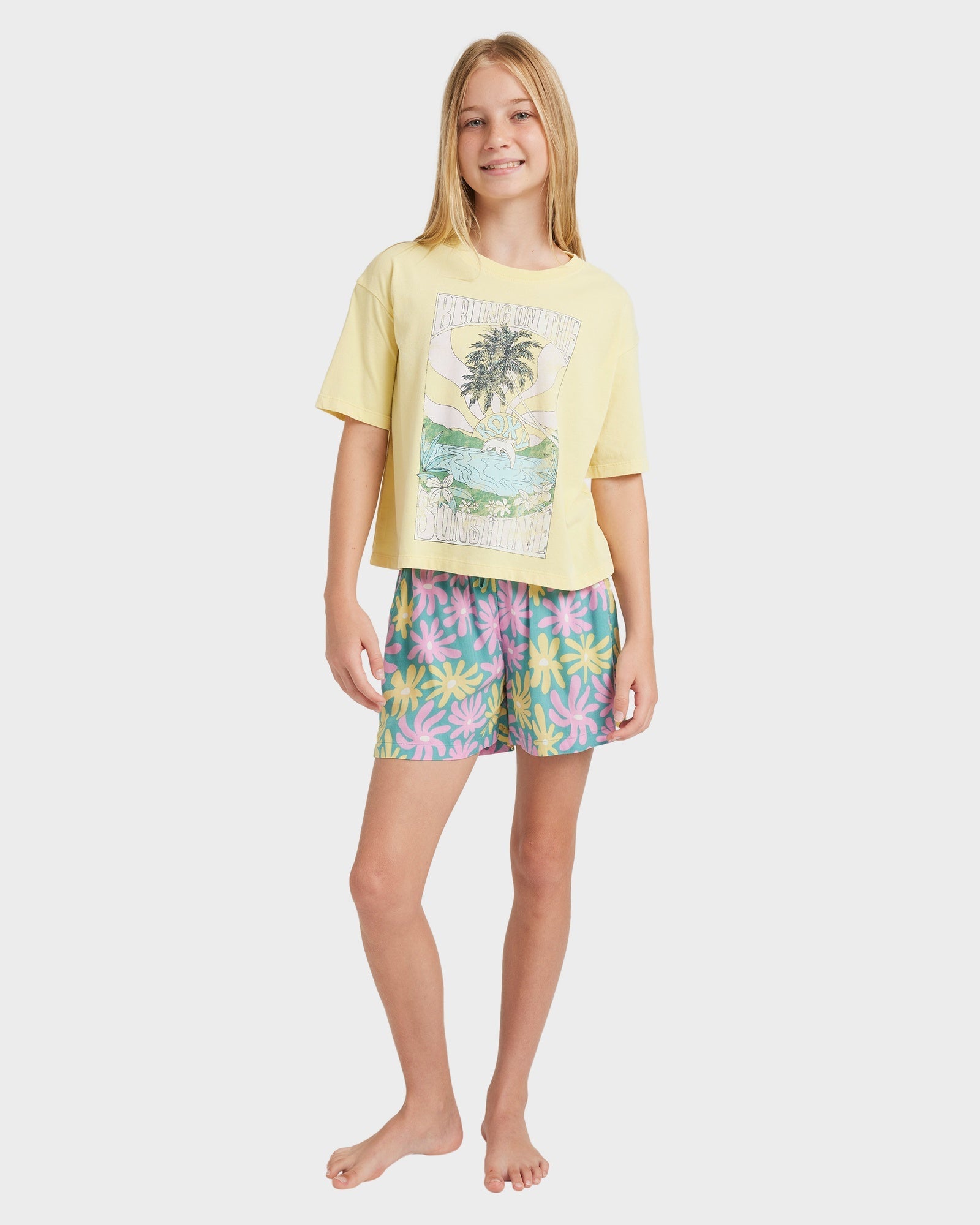 Girls 8-16 Lekeito Break Printed Elastic Waist Shorts