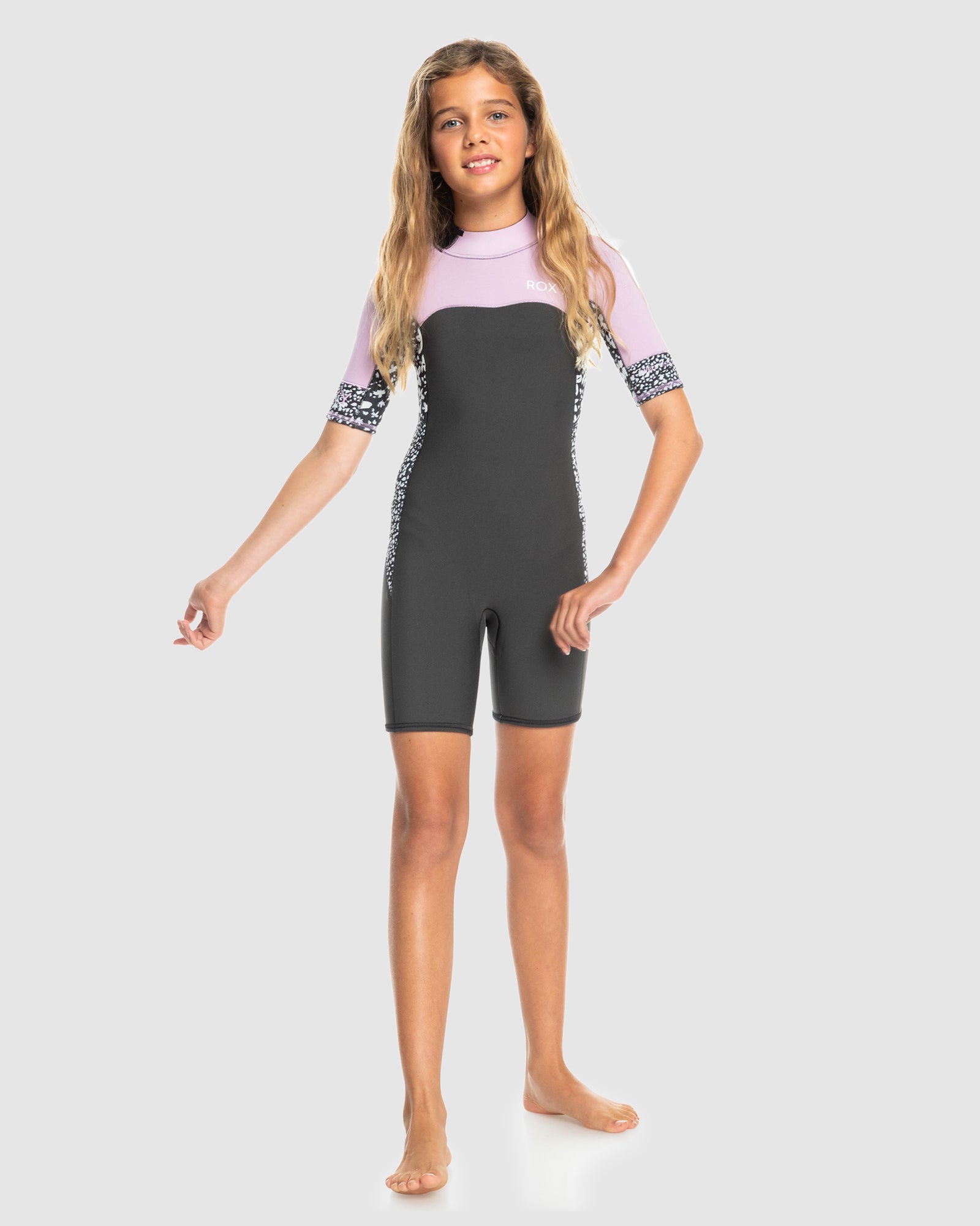 Girls 8-16 2mm Swell Series Short Sleeve Back Zip Springsuit – Jet