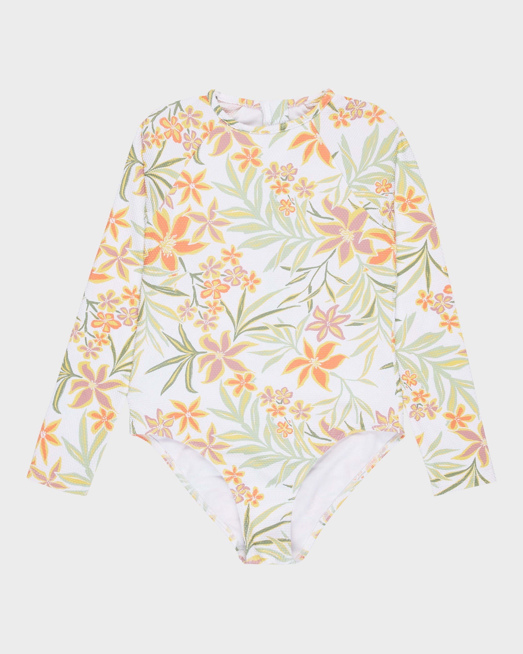 Girls 8-16 Floral Horizon Long Sleeve Onesie Rash Vest