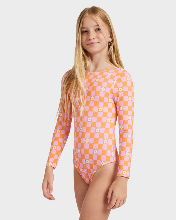 Girls 8-16 Flowe Check One Piece Rash Vest