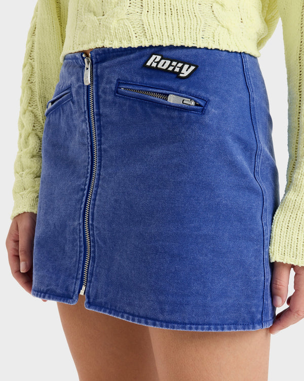 Womens Chloe Kim Mini Moto Denim Skirt