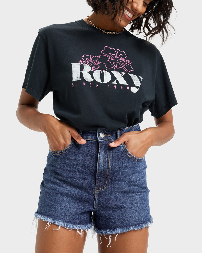 Shorts Biker Para Mujer Roxy Heart Into It - Tejido Elástico Reciclado, Corte Alto, Bolsillo Para Móvil