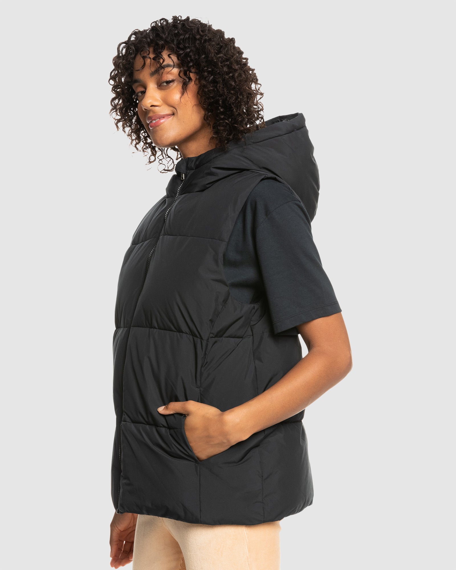 Womens Bright Side Longline Hooded Puffer Jacket