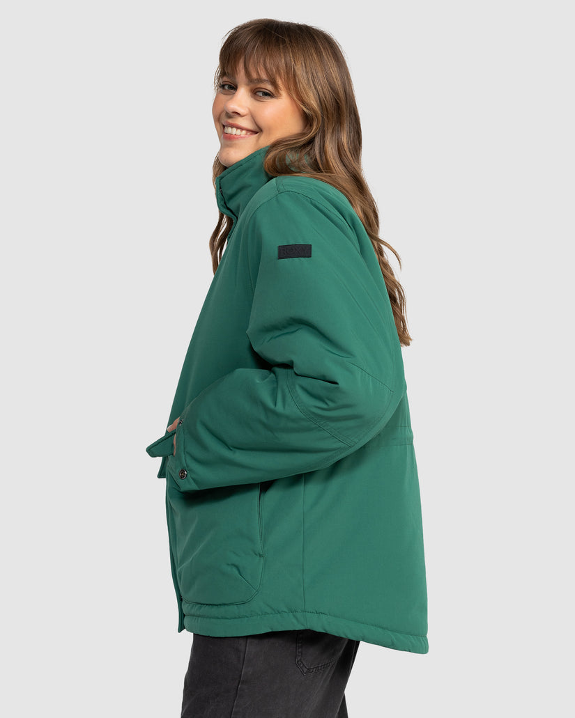 Green Roxy Jacket Womens This Time Puffer Jacket - GALAPAGOS GREEN | Roxy