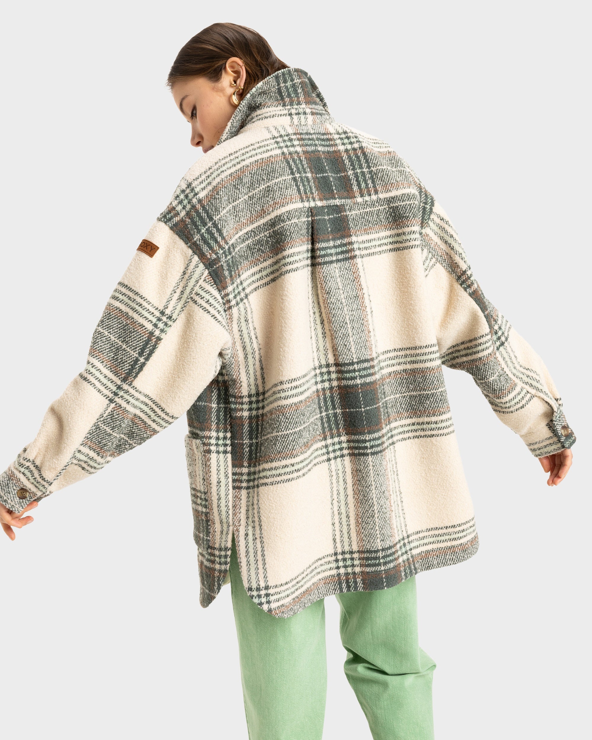 Womens Check Me Now Jackets – Agave Green Olan Plaid – Roxy Australia