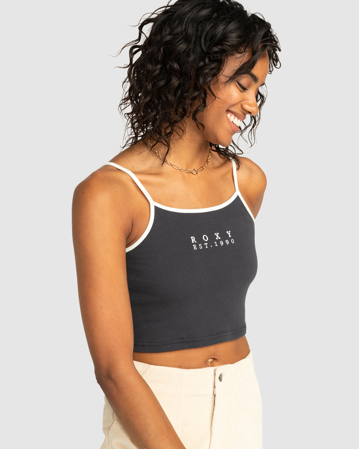 Womens Roxy Vintage Cropped Tank Top – Phantom – Roxy Australia