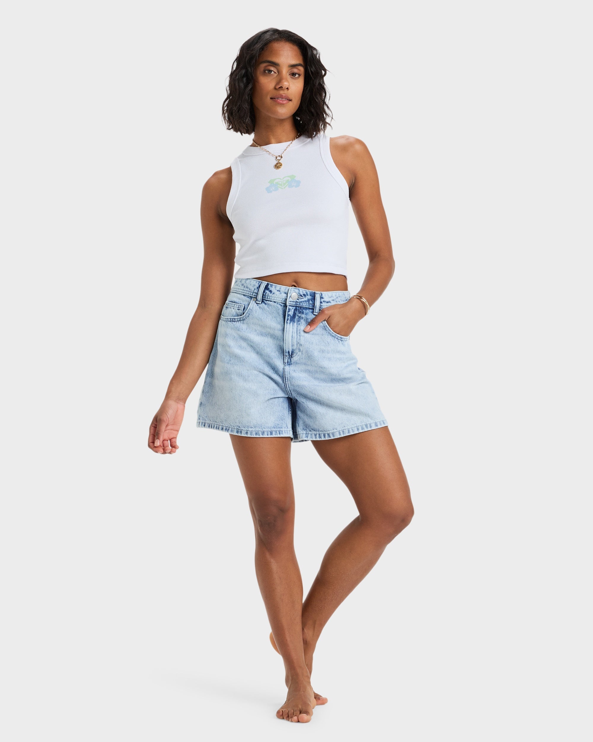 Womens Iconic Days Tank Top – Bright White – Roxy Australia