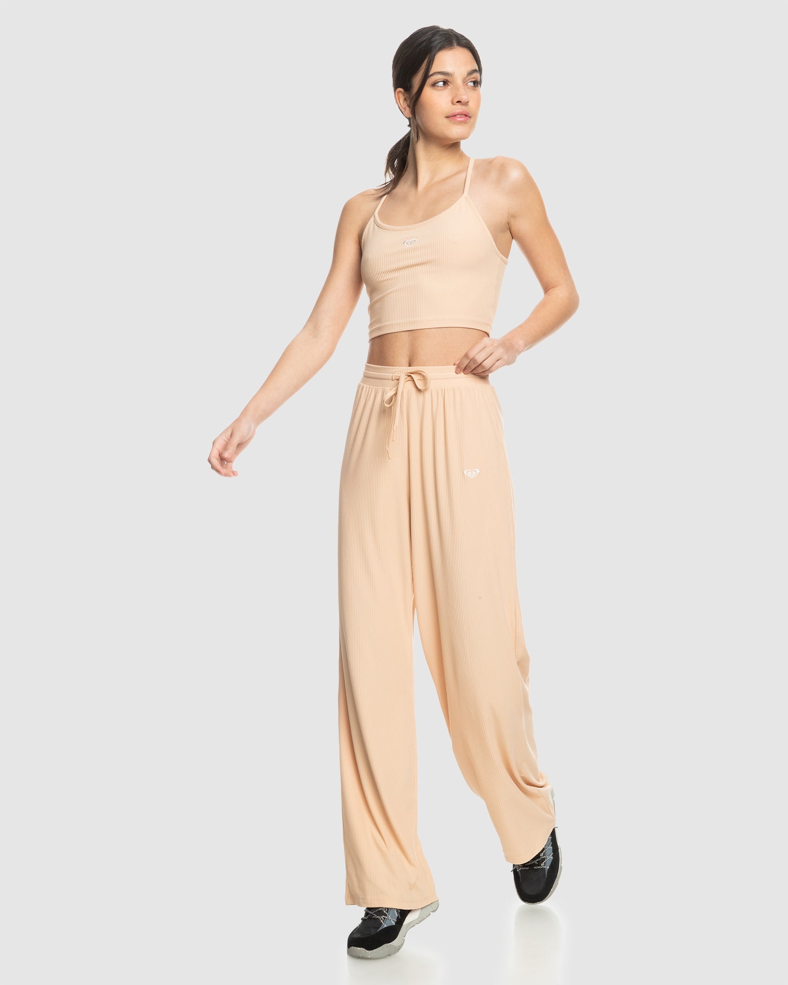 Womens Rise & Vibe Rib Wide Leg Pants