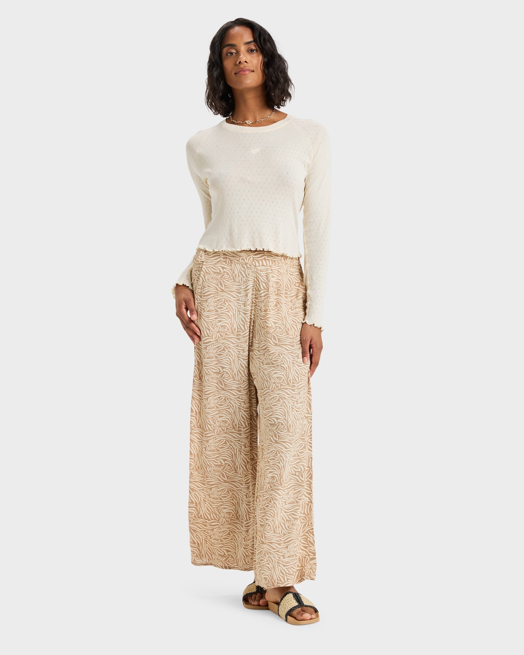 Womens Midnight Avenue Pants – Parchment Animal Floral – Roxy