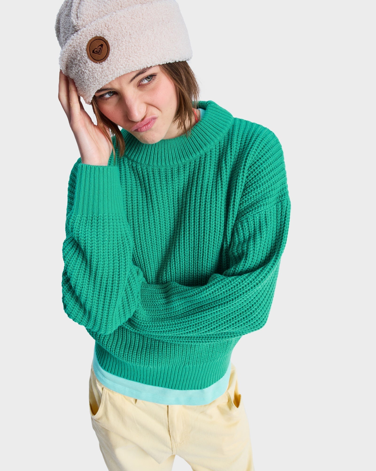 Womens Come Home Again Crew Neck – Sea Green – Roxy Australia
