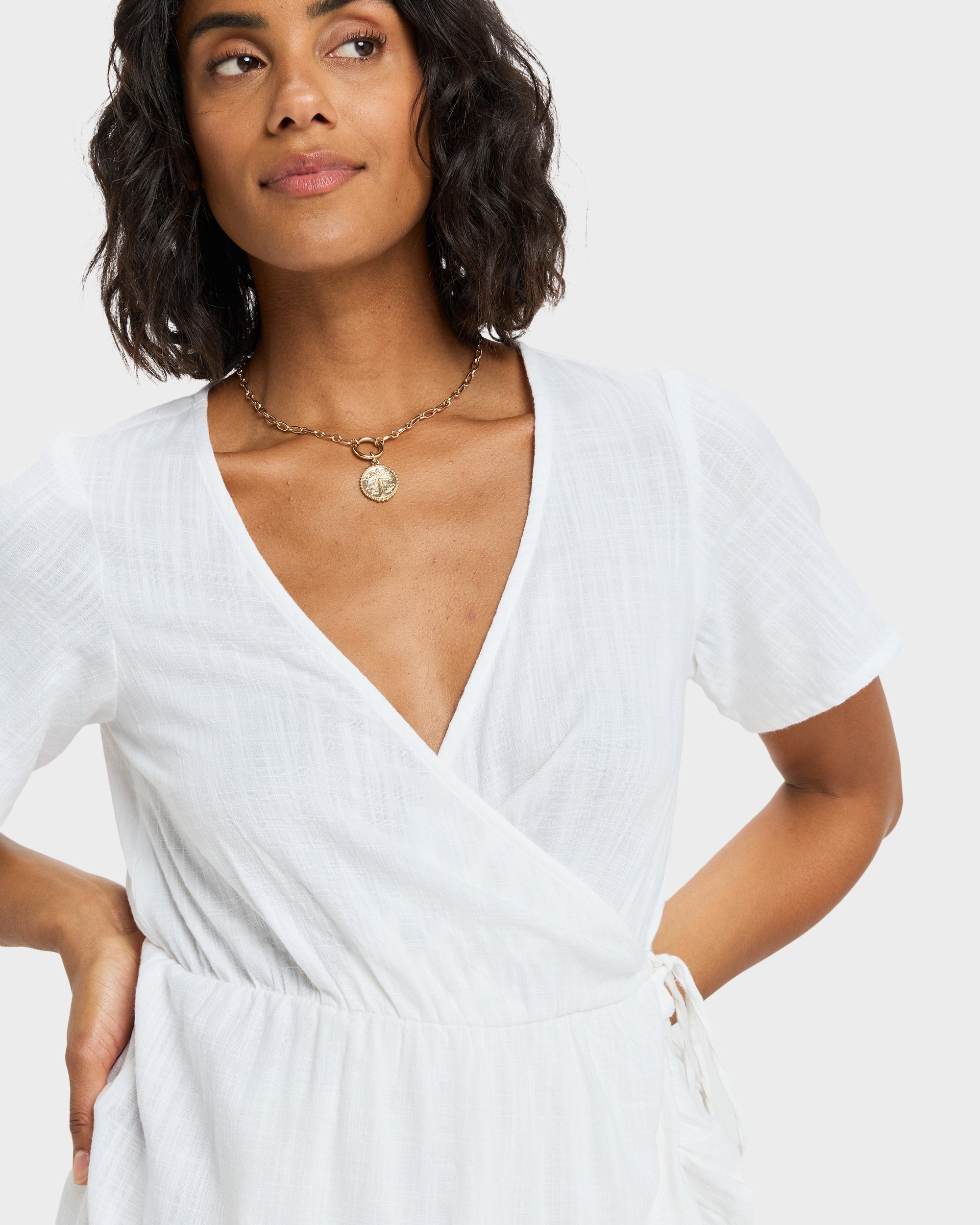 Womens Zenit Wrap Solid Mini Dress