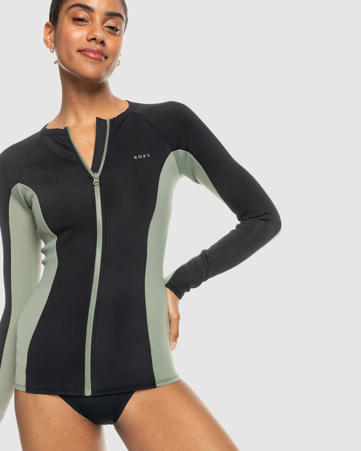 Ladies Roxy Rash Top Womens Roxy Pro Wave Long Sleeve Zipped Rash Vest