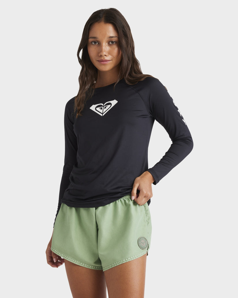 Womens Essentials Long Sleeve Lycra Rash Vest - ANTHRACITE | Roxy