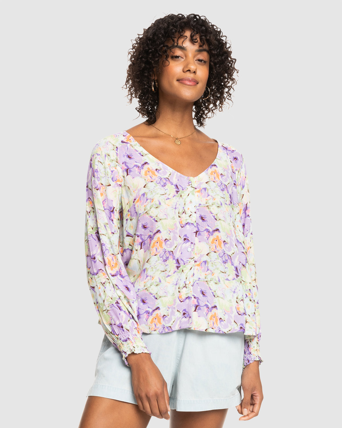 Womens Stellar Day Top – Purple Rose Blumen Washed – Roxy Australia