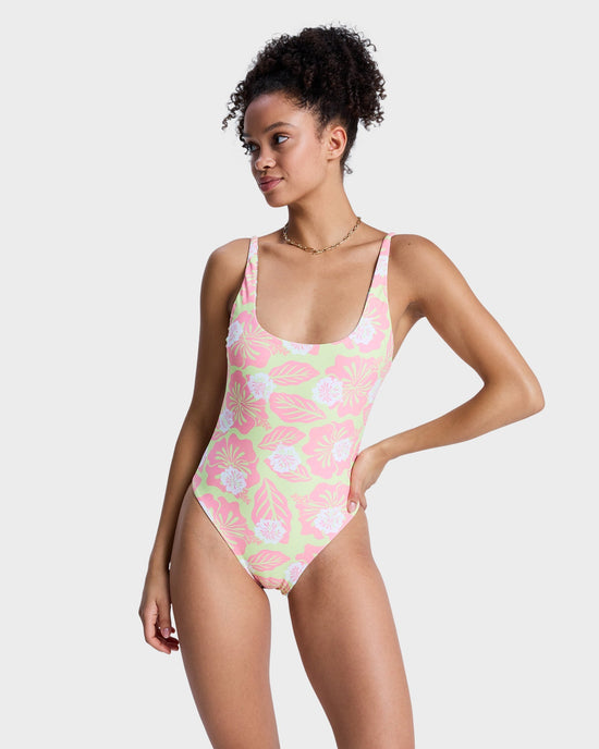 Womens Reversible Hibiscus Hype One Piece Swimsuit