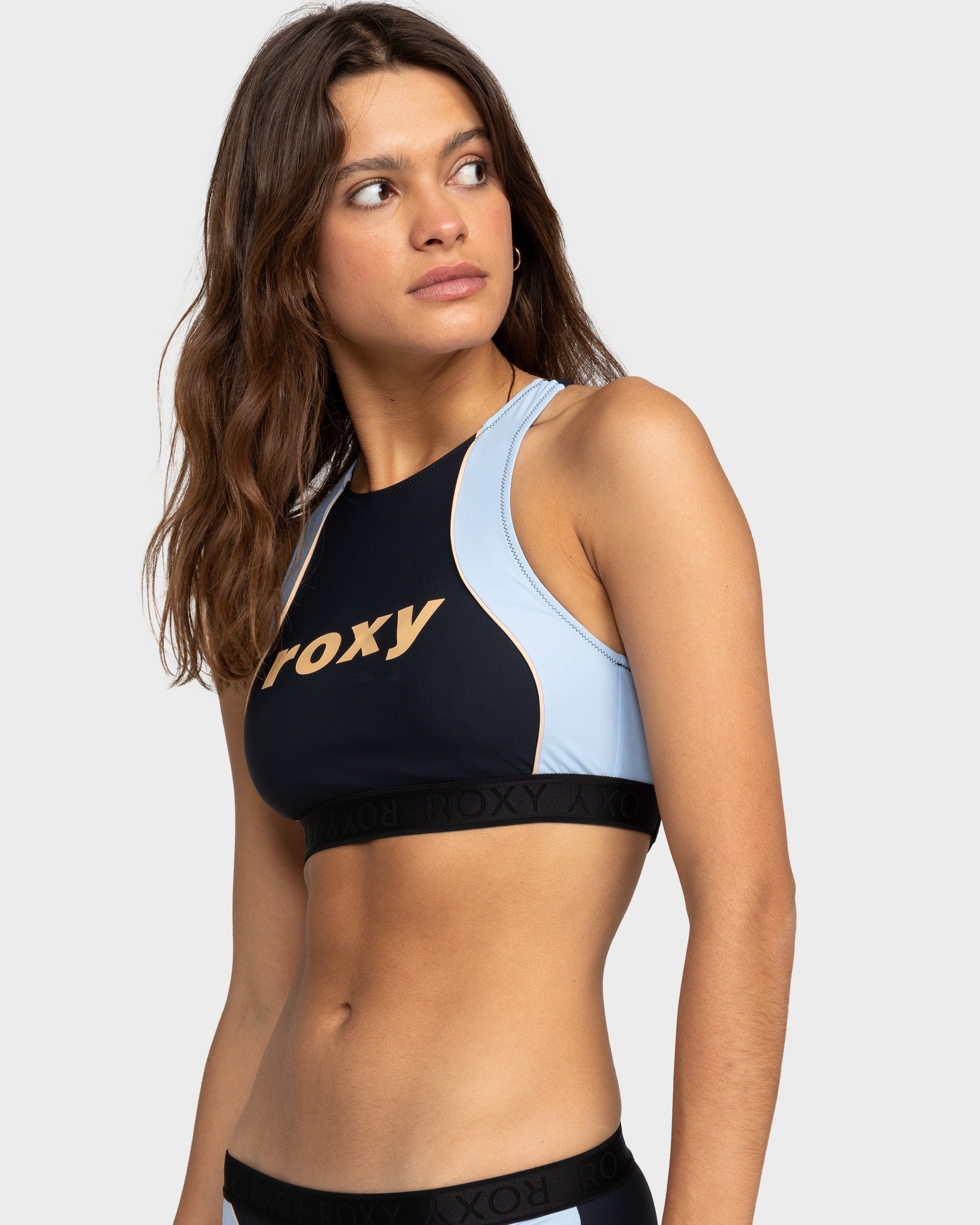 Womens Roxy Active Crop Top Bikini Top