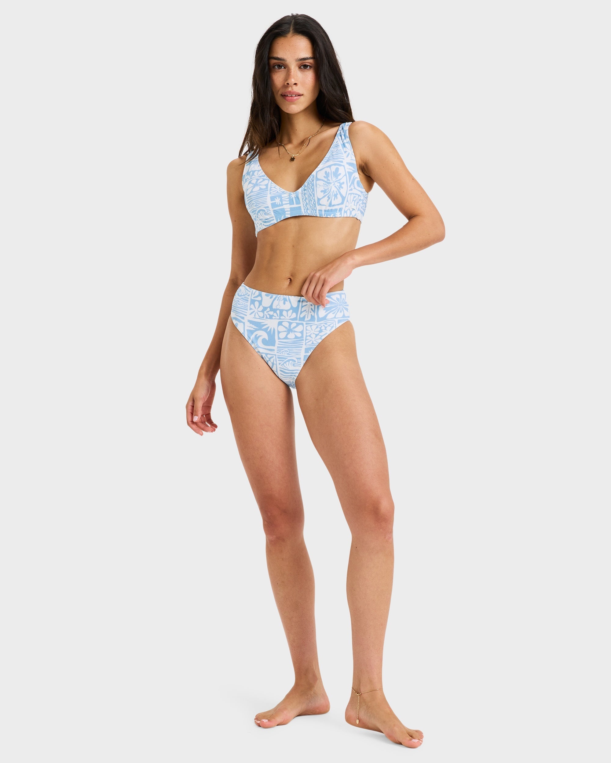 Womens Flowers Wave D Cup Bikini Top