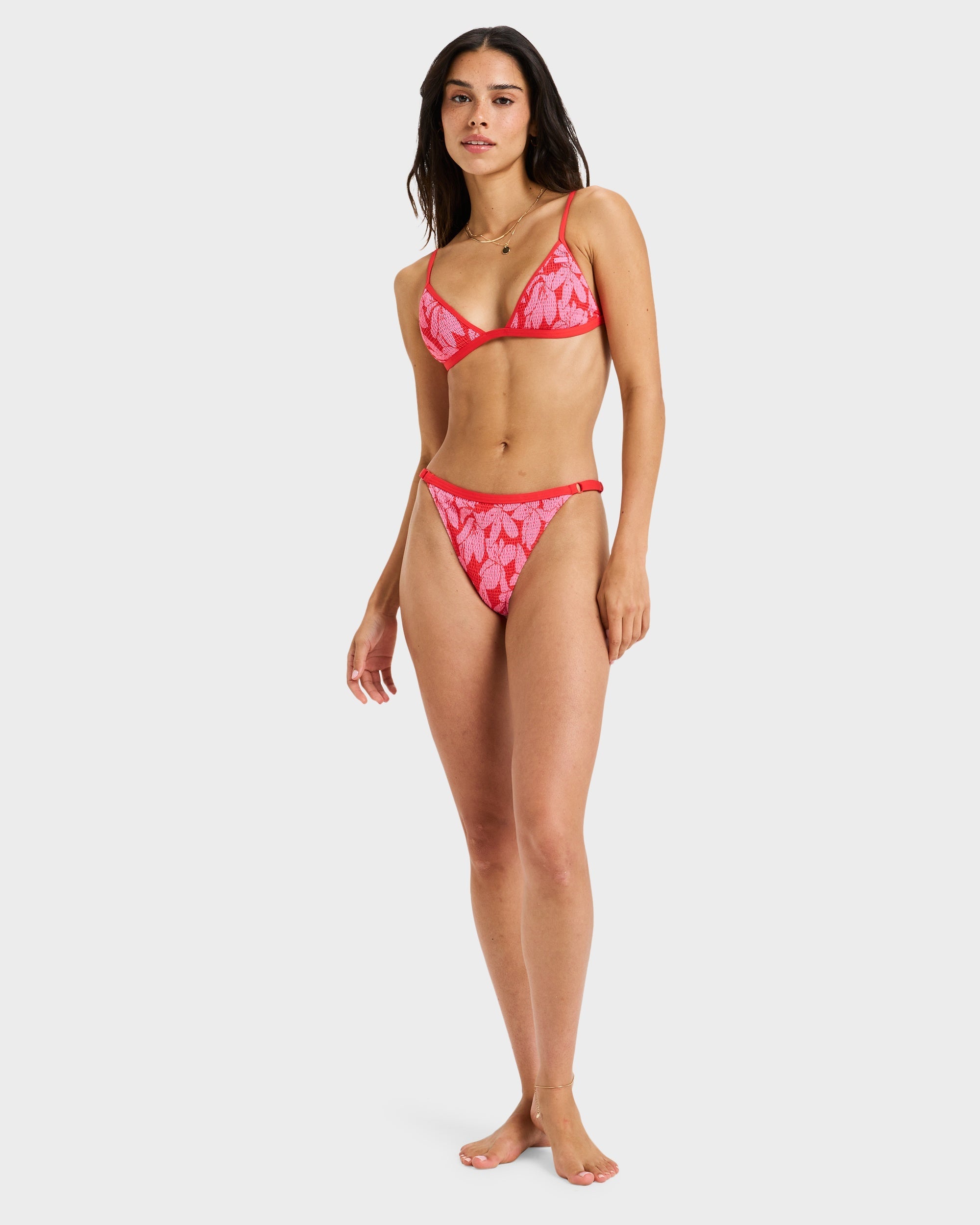 Womens Khloe Mini Fixed Tri Bikini Top – Tomato Klaeido – Roxy
