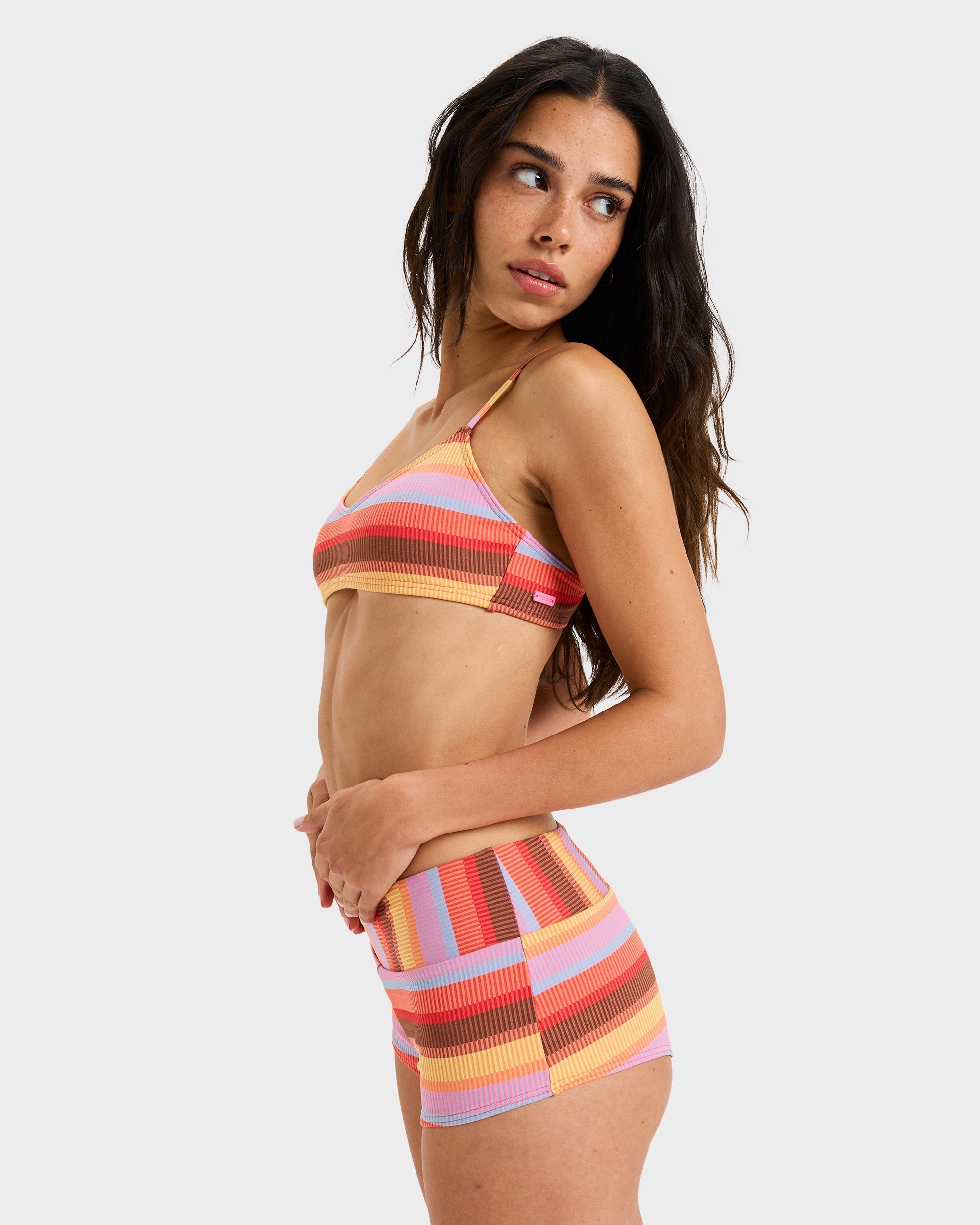 Womens Sunset Stripe Mid Waist Shorty