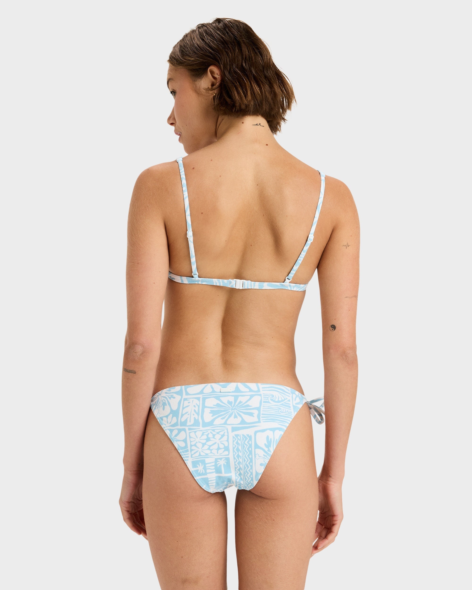 Womens Flowers Wave Moderate Tie Side Bikini Bottom